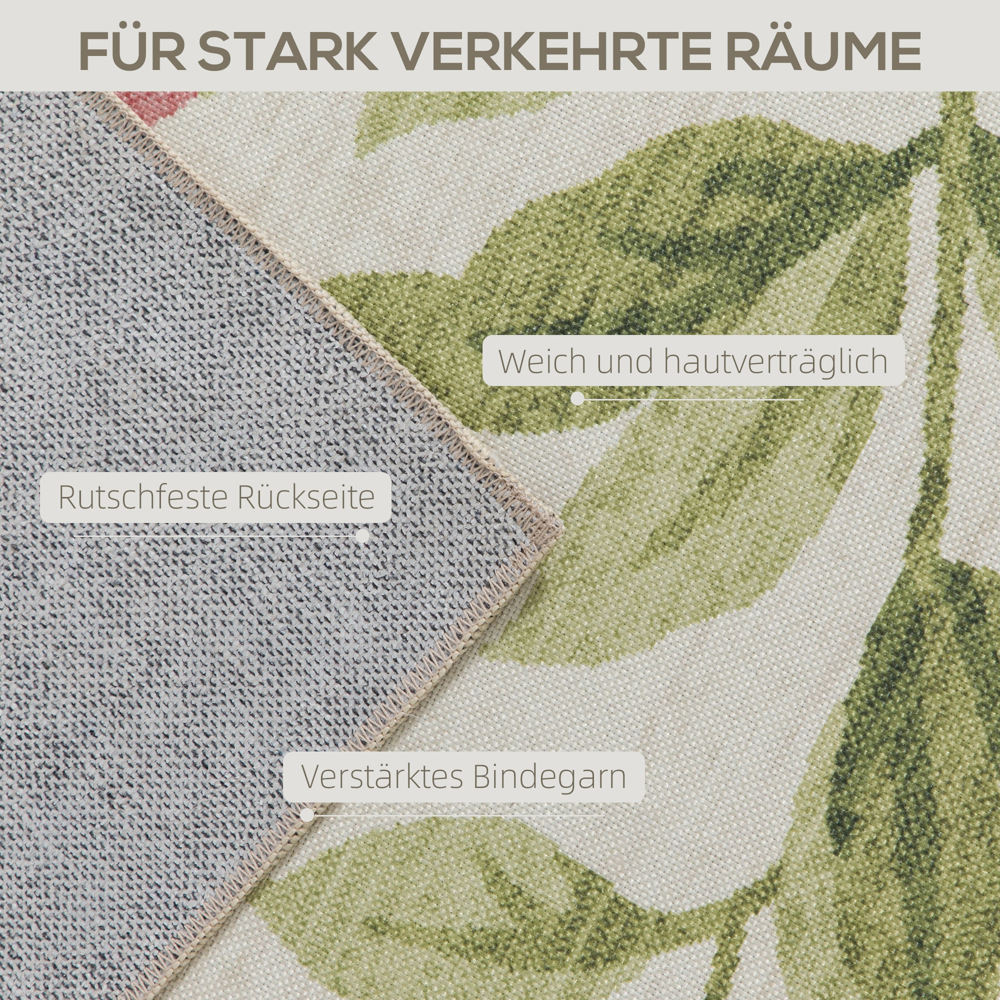 Landteppich, vielseitig einsetzbar, Polyester, leichte Pflege, rutschfest, Bunt