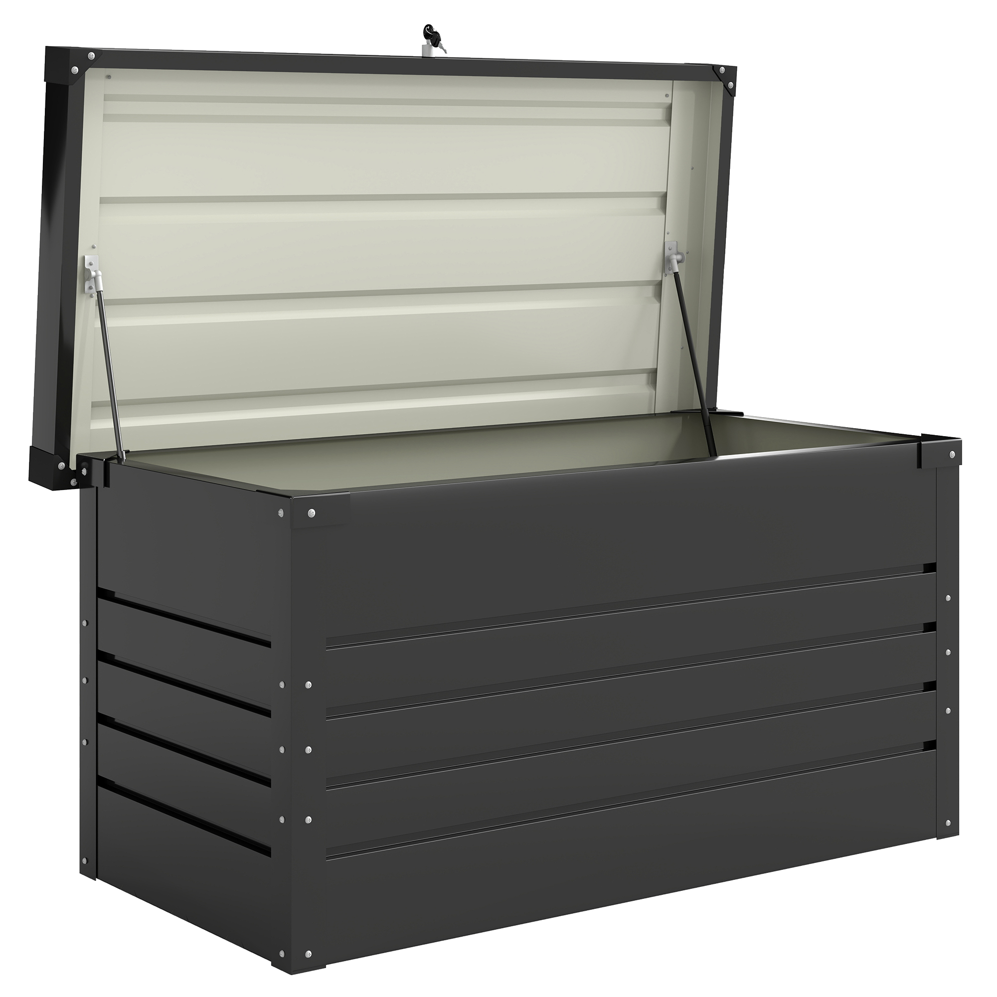 Gartenbox Metall 450L Kissenbox mit doppelwandig Deckel 120 x 61 x 62?cm Wasserdicht Abschließbar Grau