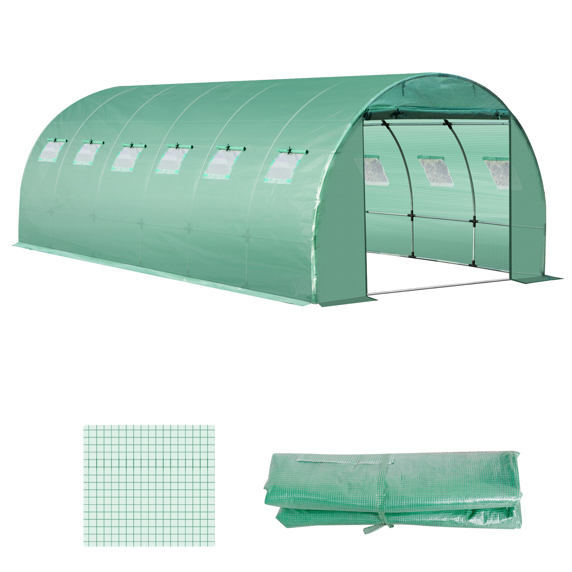 Gewächshausfolie 6x3x2m, wasserdicht Gartenfolie mit UV Schutz, Folie aus PE, Abdeckplane für Gartenarbeit Treibhaus Folientunnel, Tunnelfolie für Außenbereich, Pflanzen, Grün