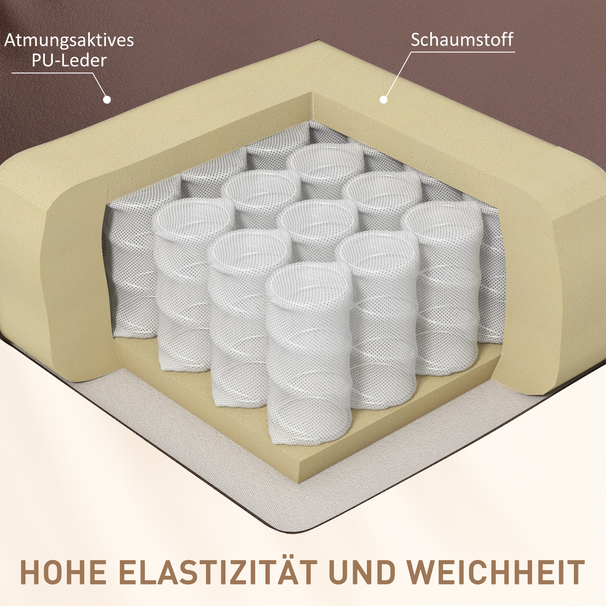 Massagesessel neigbar mit Fernbedienung 94 x 99 x 99cm Kunstleder Braun