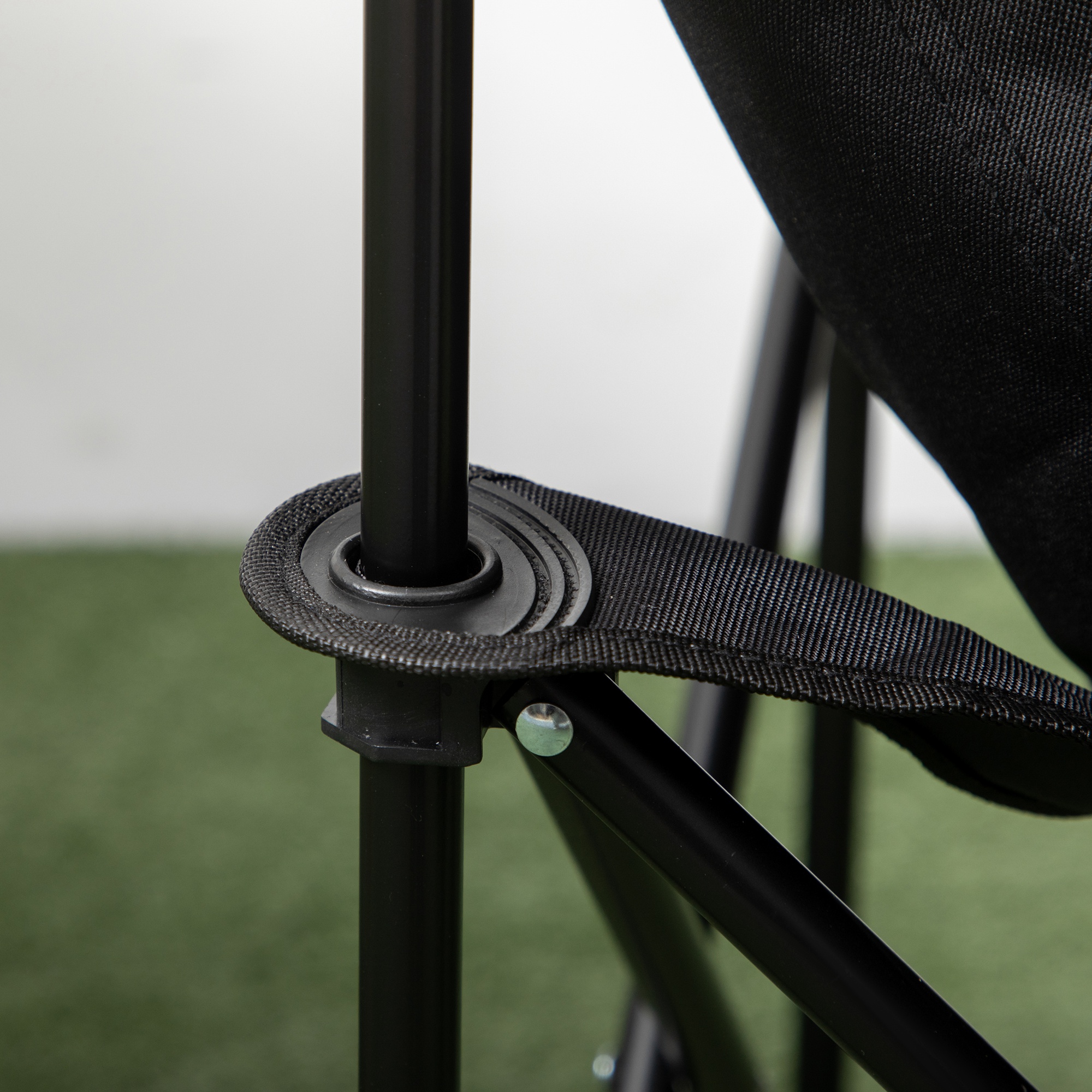 Campingstuhl, faltbar, Stahlrahmen, Stoffsitz, Tragetasche, Schwarz