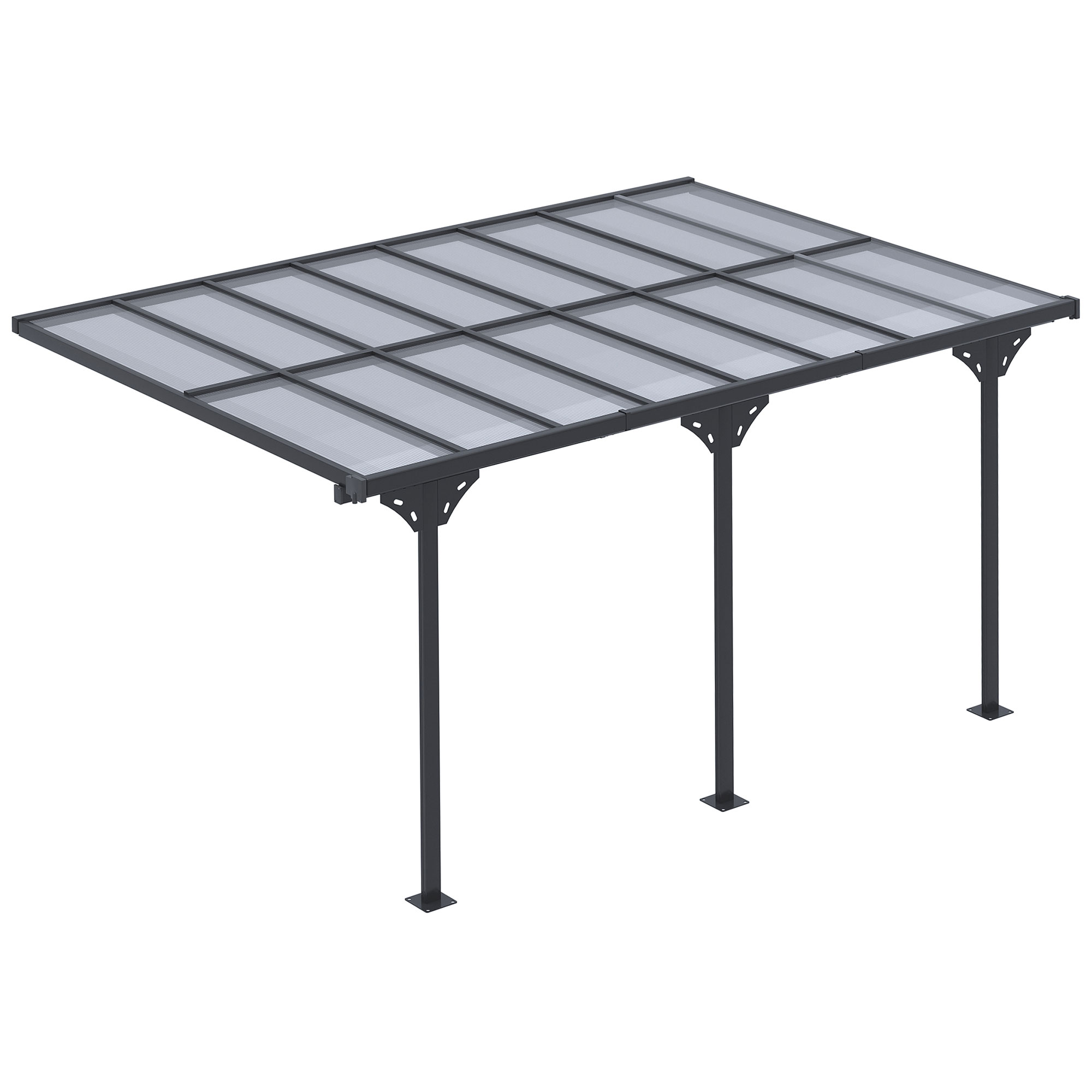 Pergola Pavillon  4.35 x 3.02 m Gartenpavillon Überdachung Zelt 231-250 cm höhenverstellbar Sonnenschutz Terrassendach Anbaupavillion Aluminium Grau