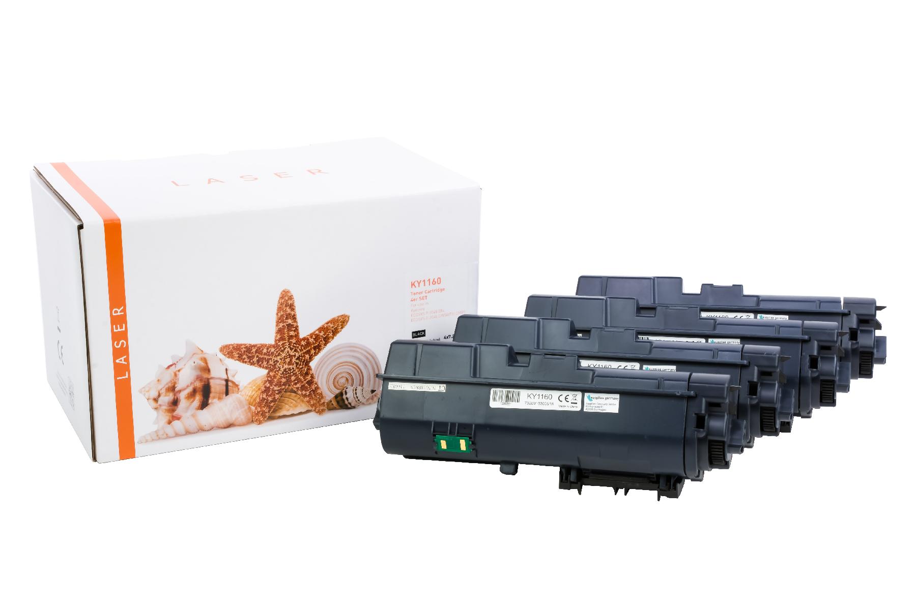 4er Set  TK1160 alternativ Toner schwarz für Kyoce / TK1160 / 4x7.200 Seiten