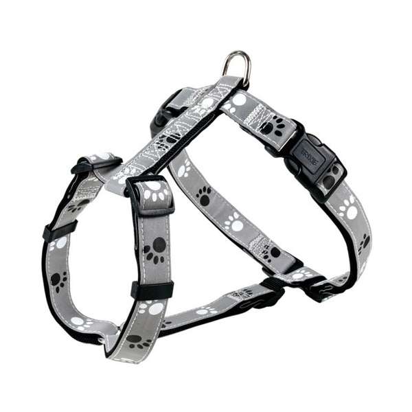 Trixie Geschirr Silver Reflect - Pfotenmotiv - 36?40 cm / 15mm Trixie Geschirr Silver Reflect - Pfotenmotiv - 75-100cm / 25 mm