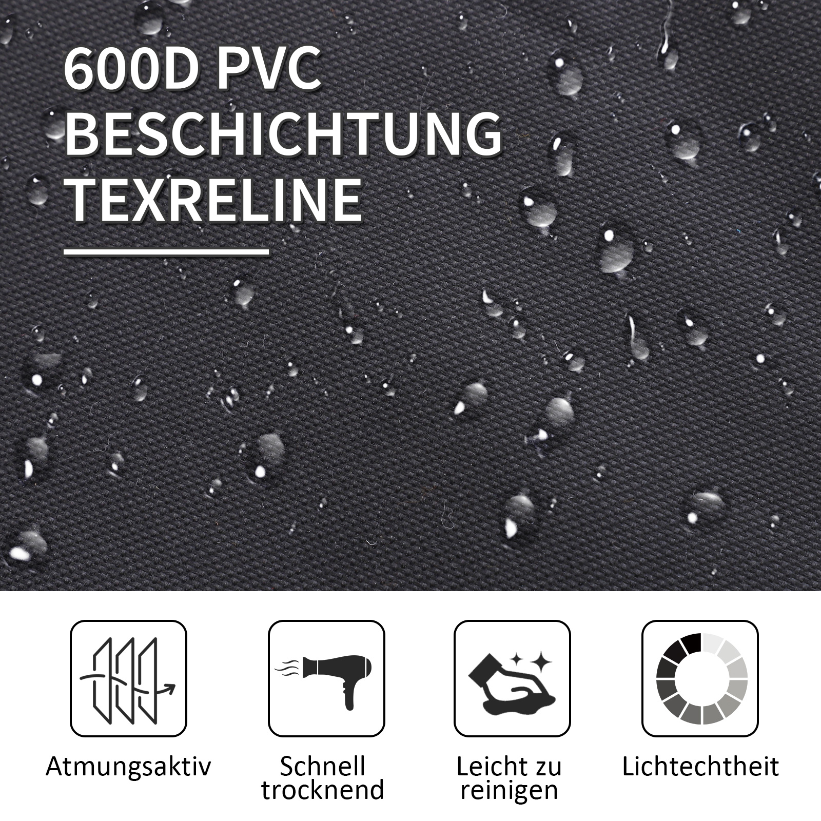 Feldbett, Campingbett, klappbar, wetterbeständig, ink. Tragetasche, 190 x 68 x 52 cm, Schwarz