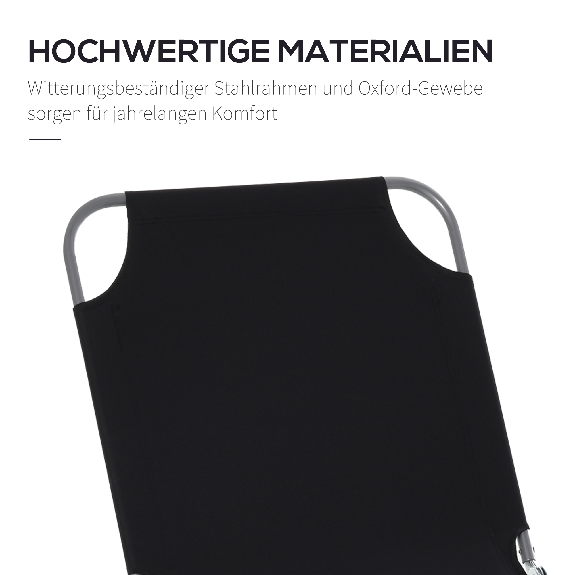 Sonnenliege, klappbar, verstellbare Rückenlehne, rostfreier Metallrahmen, 187 x 55 x 24, Schwraz