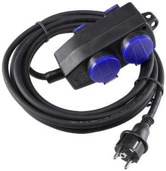 Werkstatt-Steckdose, 4-fach, 5m Kabel, IP44, mit Aufhänger, H07RN-F 3G1,5mm² Werkstatt-Steckdose, 4-fach, 5m Kabel, IP44, mit Aufhänger, H07RN-F 3G1,5mm²