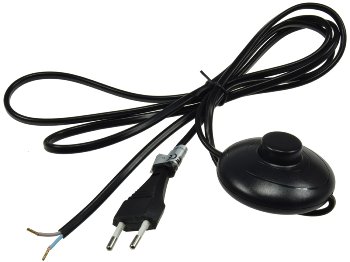 Netzkabel mit Fußschalter, blanke Enden, 2m lang, schwarz Netzkabel mit Fußschalter, blanke Enden, 2m lang, schwarz