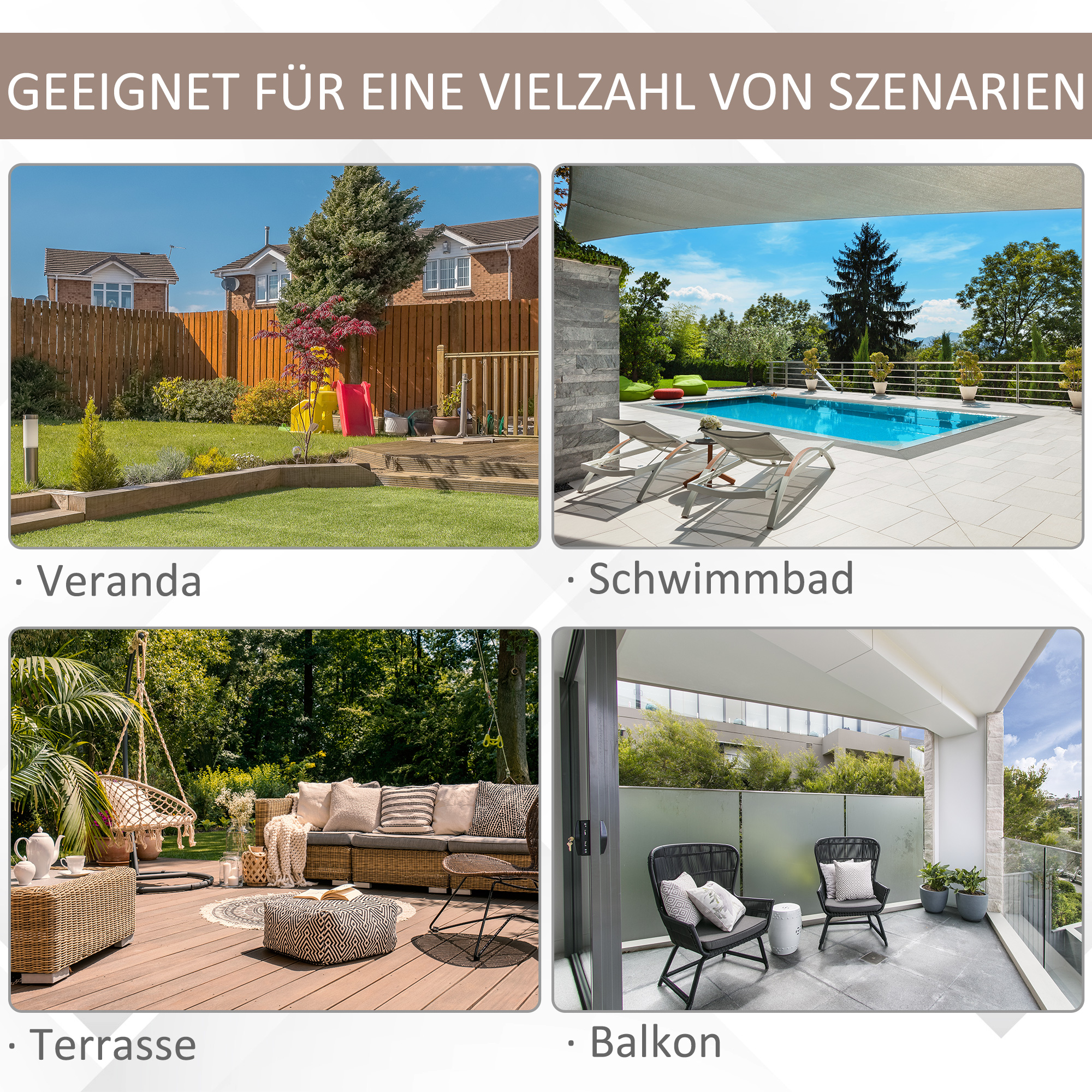 Doppelsonnenschirm Ampelschirm Doppelschirm mit Kurbel Verstellbarer Gartenschirm Sonnenschutz Metall Braun 440 x 270 x 250 cm