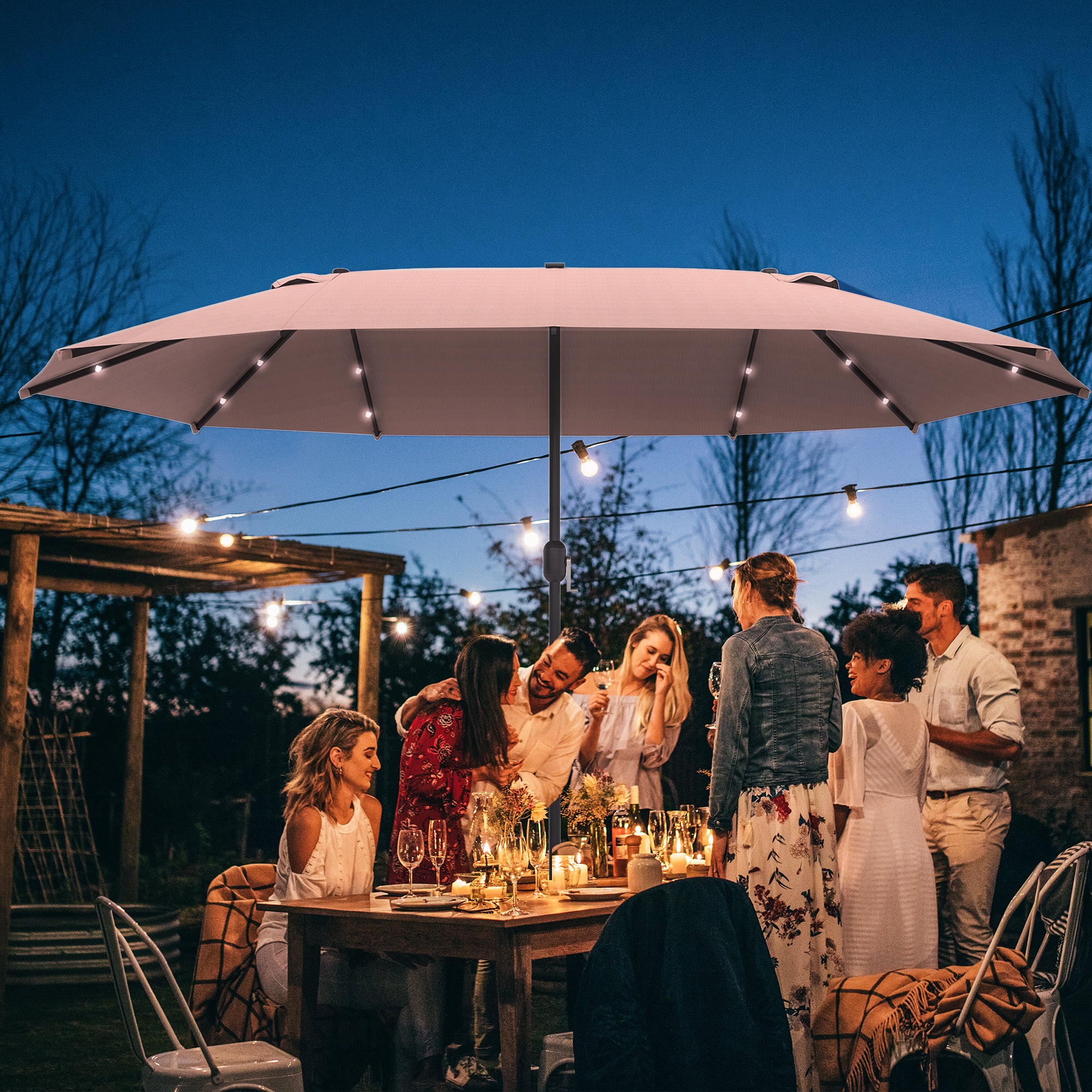 Sonnenschirm Oval Khaki 440 x 260 cm