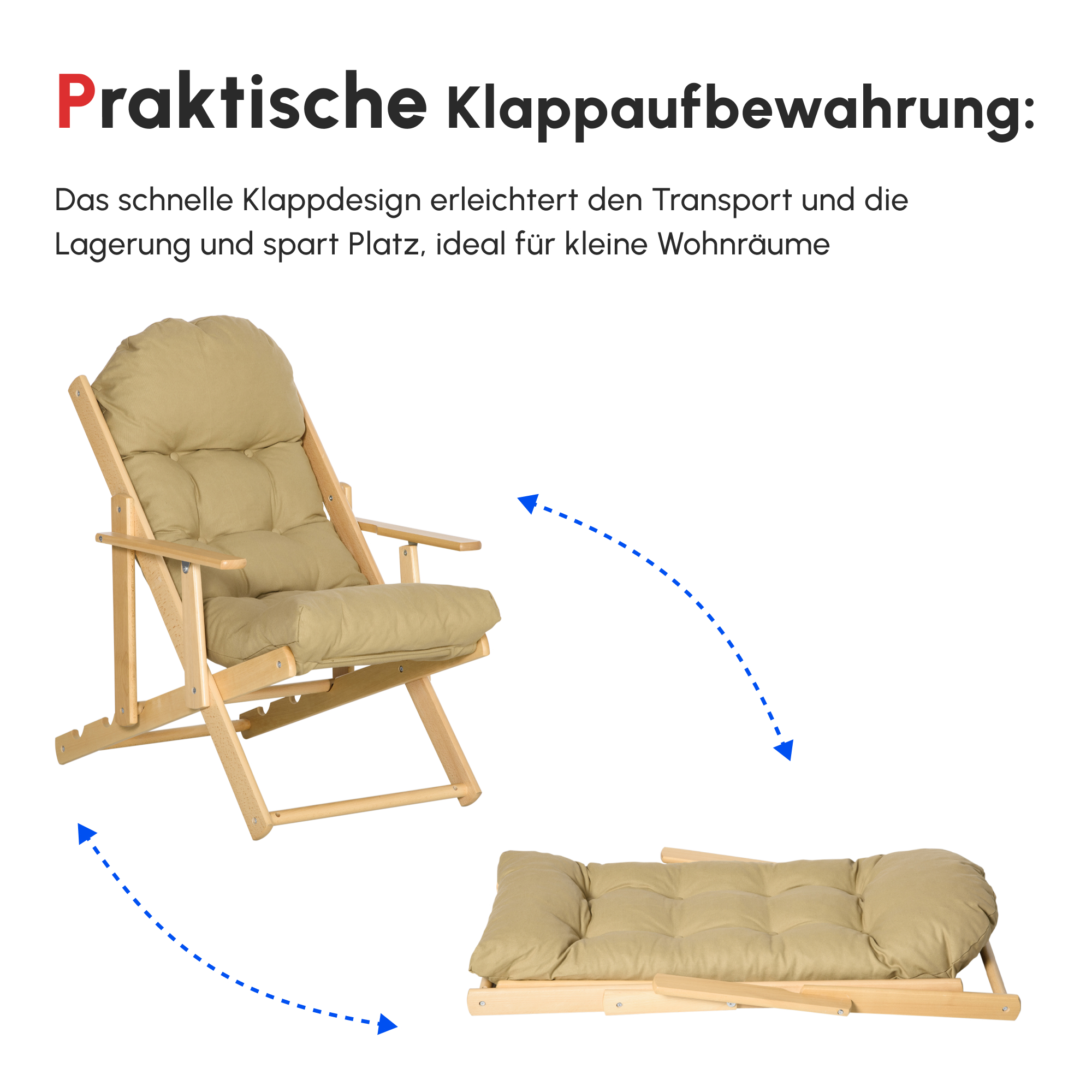 Akzentsessel, Relaxsessel, verstellbare Rückenlehne, Buchenholzrahmen, bis 120 kg, Braun