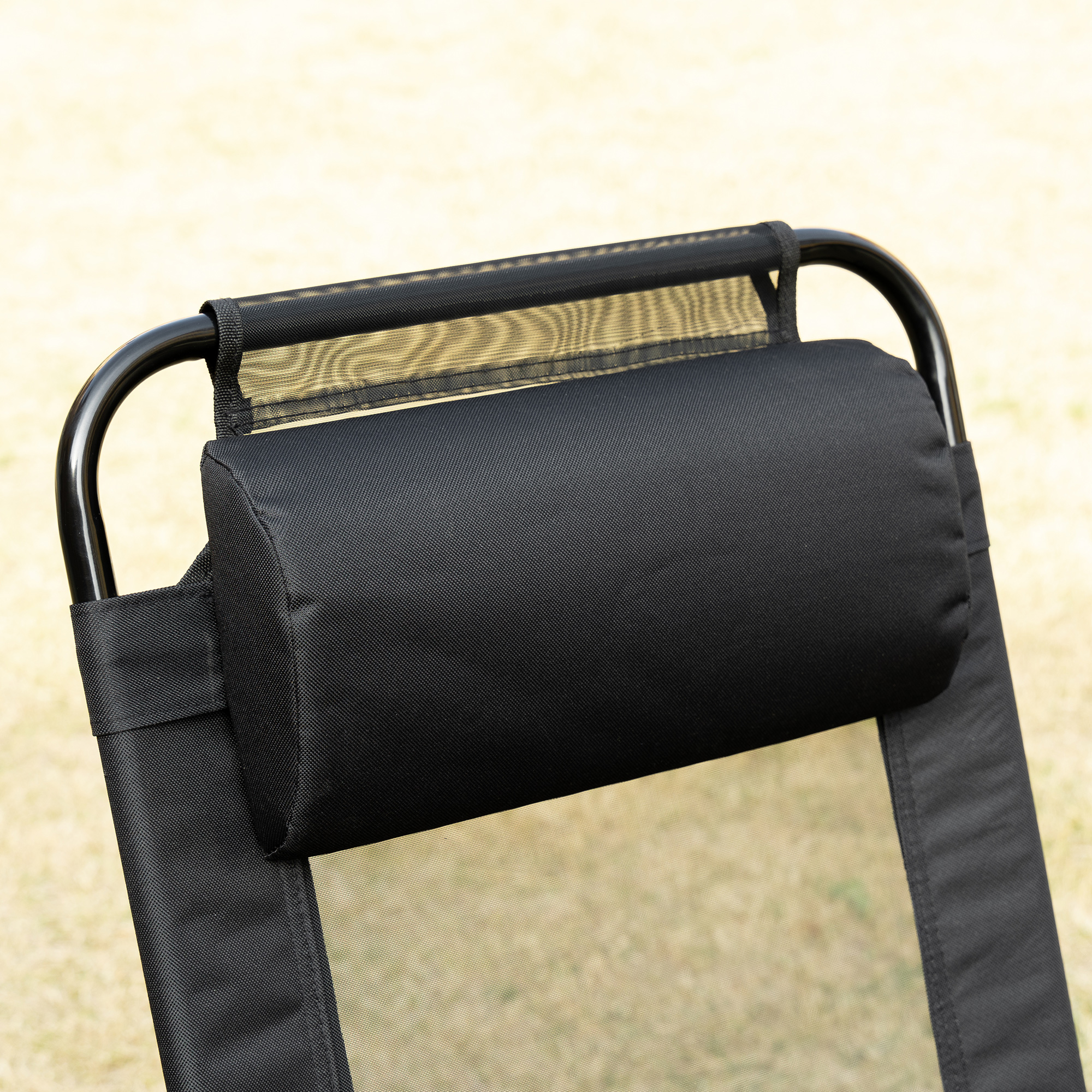 Klappstuhl 2er-Set, Klappliege, wetterfest, 5-fach verstellbare Rückenlehne, Metallgestell, Schwarz