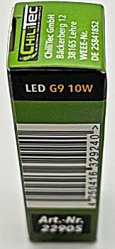 LED Stiftsockel G9, 10W, 1140lm, 330°, 230V, 4000K, neutralweiß