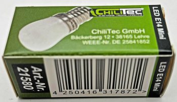 LED Lampe E14 Mini, 23x51mm, 2W, 190lm, 3000k,120°, warmweiß