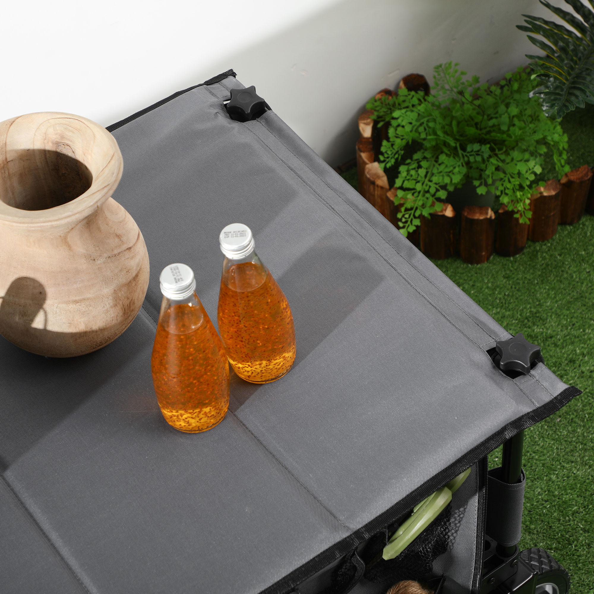 Bollerwagen, klappbar, 5 Seitentaschen, verstellbarer Griff, bis 120 kg, Stahl, dunkelgrau, 100 x 55 x 93 cm