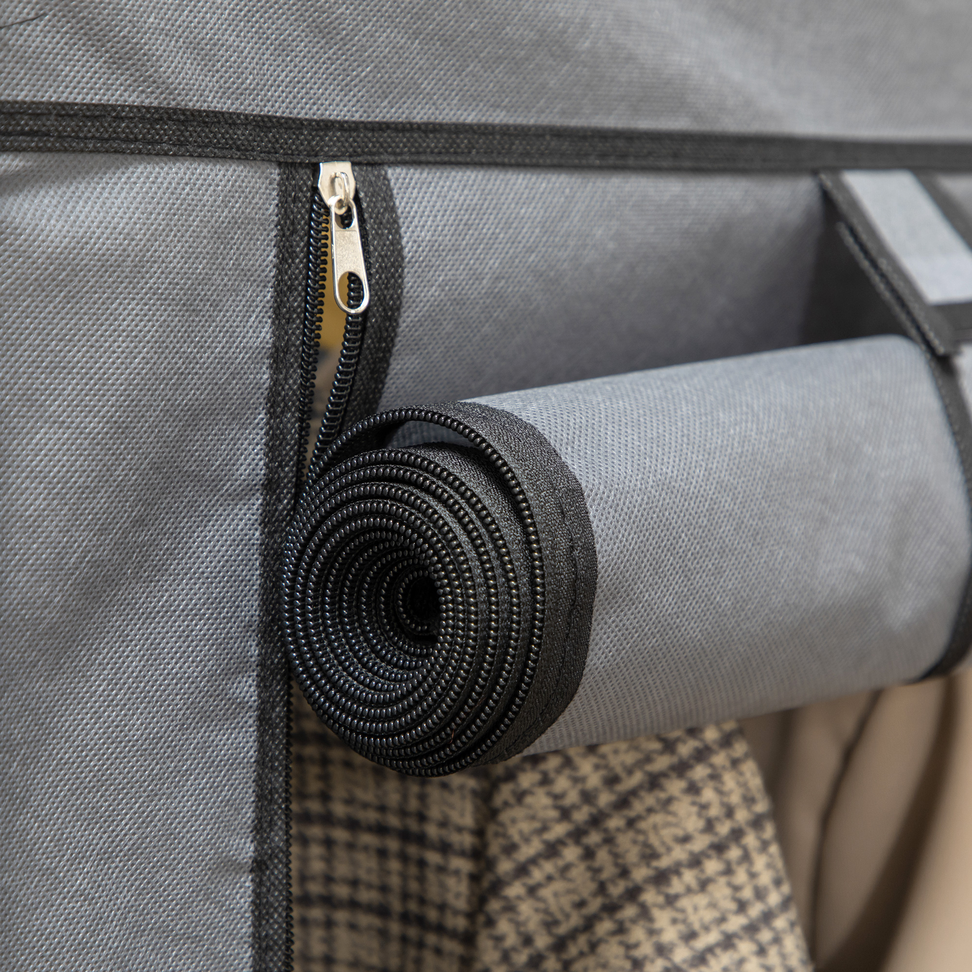 Schrank aus Stoff, Aufbewahrungslösung, 8 Regale, 2 Kleiderstangen, Dunkelgrau