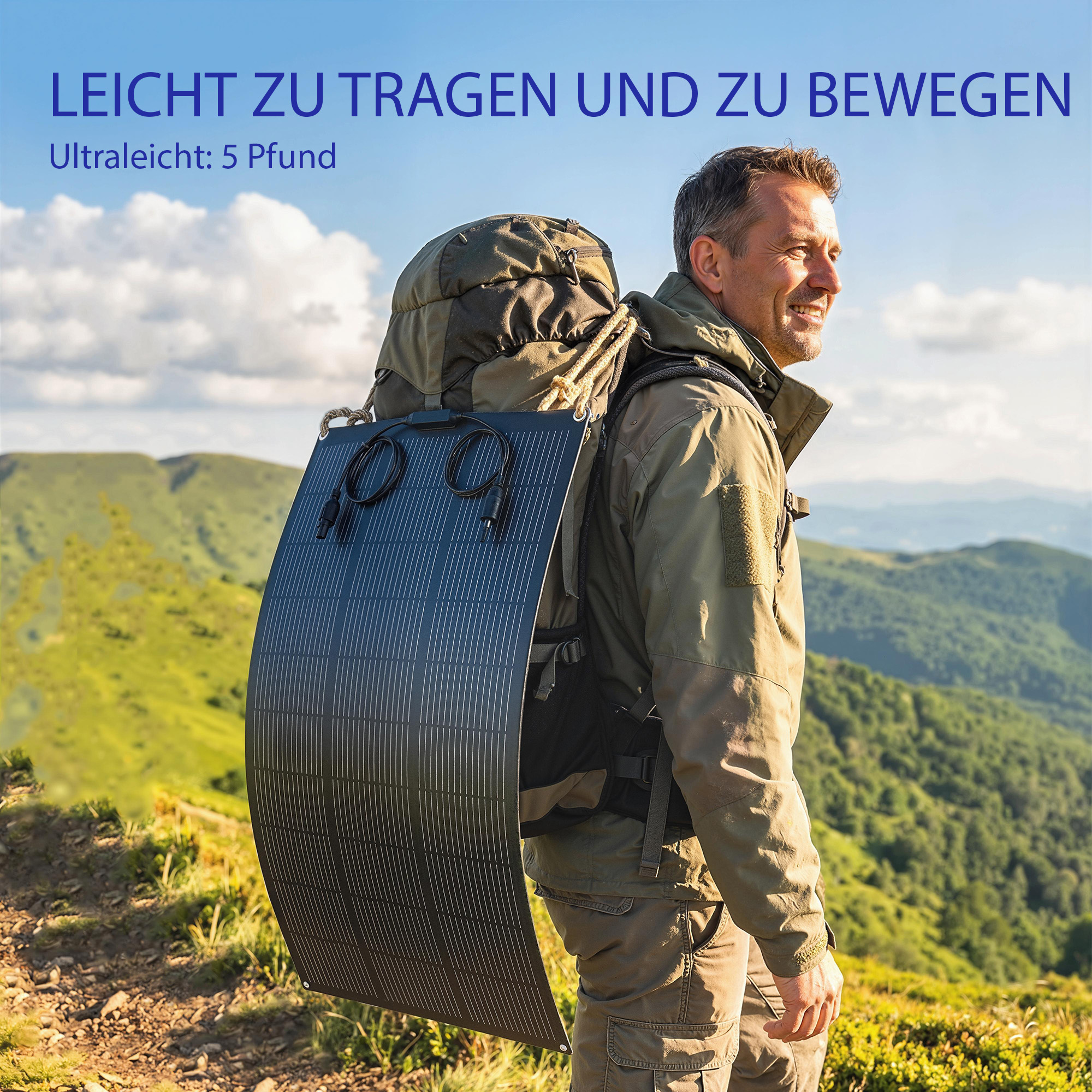 Solarpanel 100W 18V Tragbares Outdoor Solarladegerät mit  2 USB, LCD-Anzeige IP67 Wasserdicht