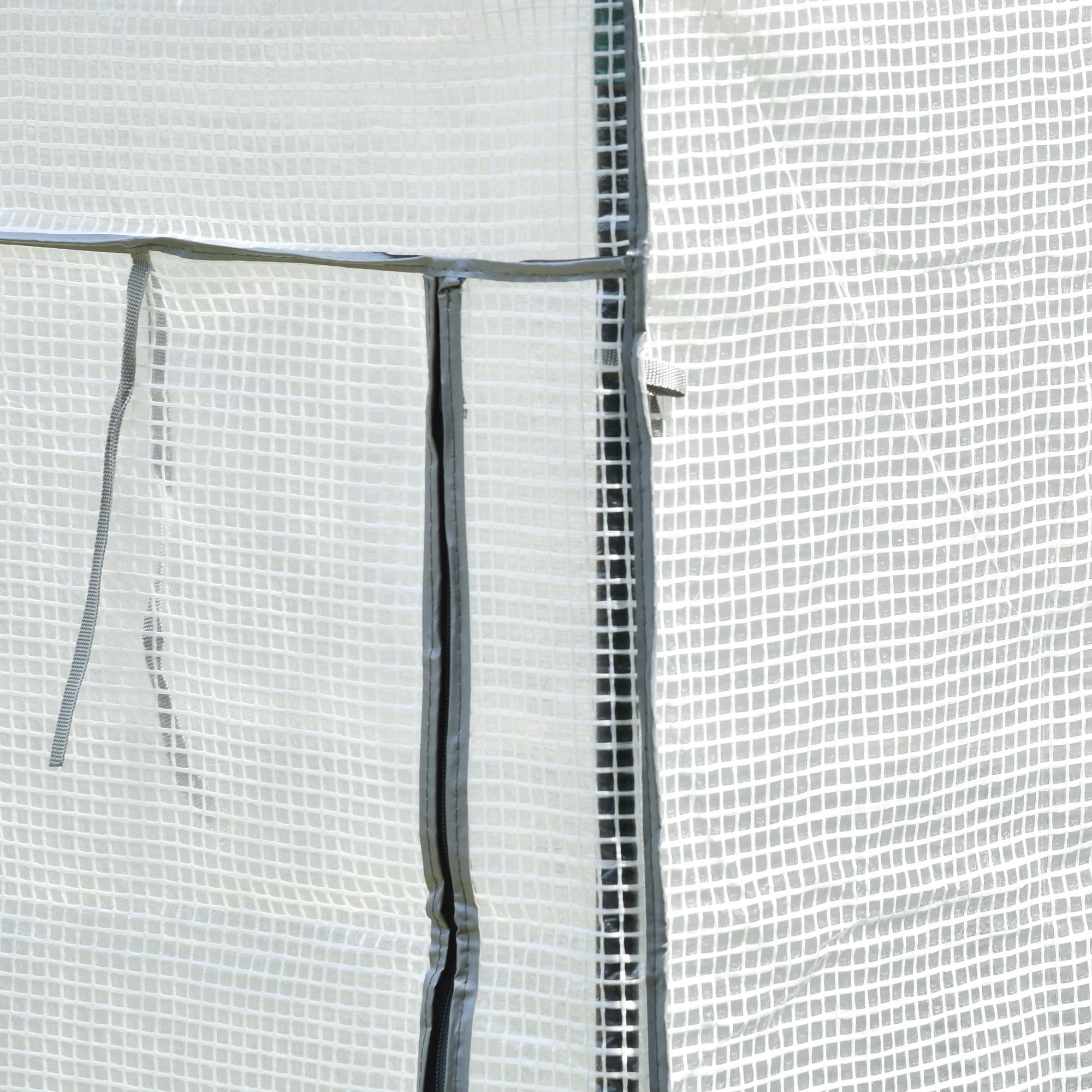 Gewächshaus mit PE-Gitterfolie, Tür, winterfest Foliengewächshaus aus Stahl, Treibhaus 100 x 50 x 150 cm, Weiß