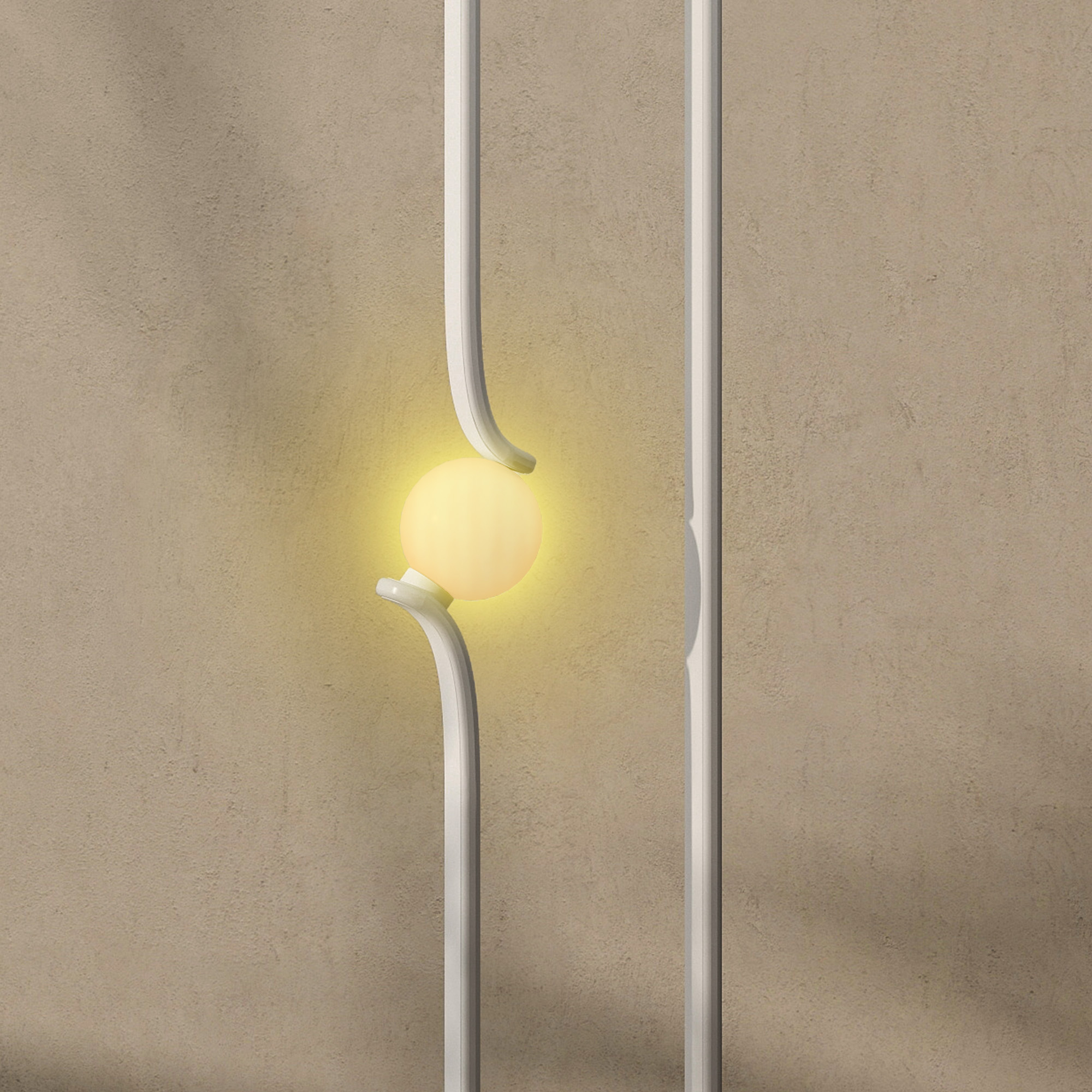 LED-Bodenlampe, Musiknoten-Design, Glasschirm, Metall, Kunststoff, Weiß