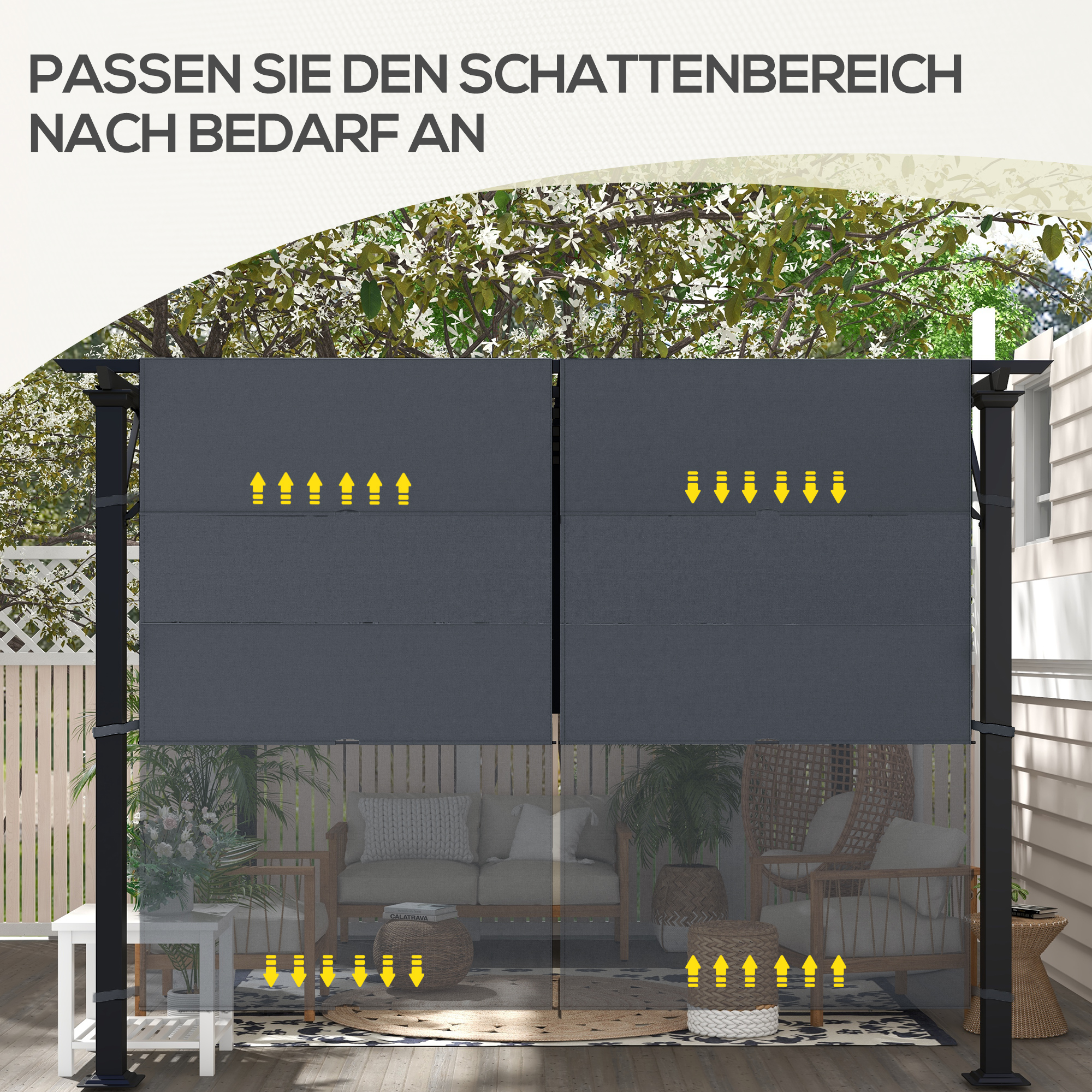 Ersatzdach für Pergola mit UV-Schutz, Sonnensegel für Terrassenüberdachung für 3 x 3 m Pavillon, Dunkelgrau