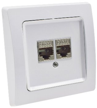DELPHI Netzwerk-Dose 2x CAT6, inkl. Rahmen, UP, weiß DELPHI Netzwerk-Dose 2x CAT6, inkl. Rahmen, UP, weiß