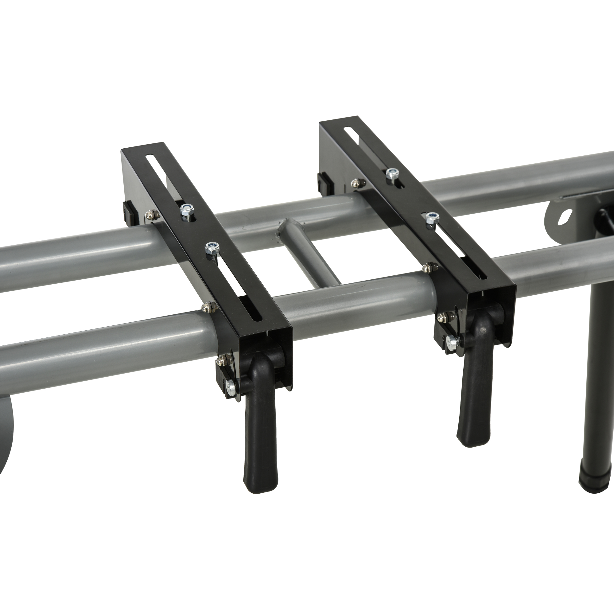 Untergestell für Kappsägen Arbeitstisch für Kapp- und Gehrungssägen Sägengestell Kappsäge Stahl Schwarz+Silber Seitenverlängerung 123,5-245 cm