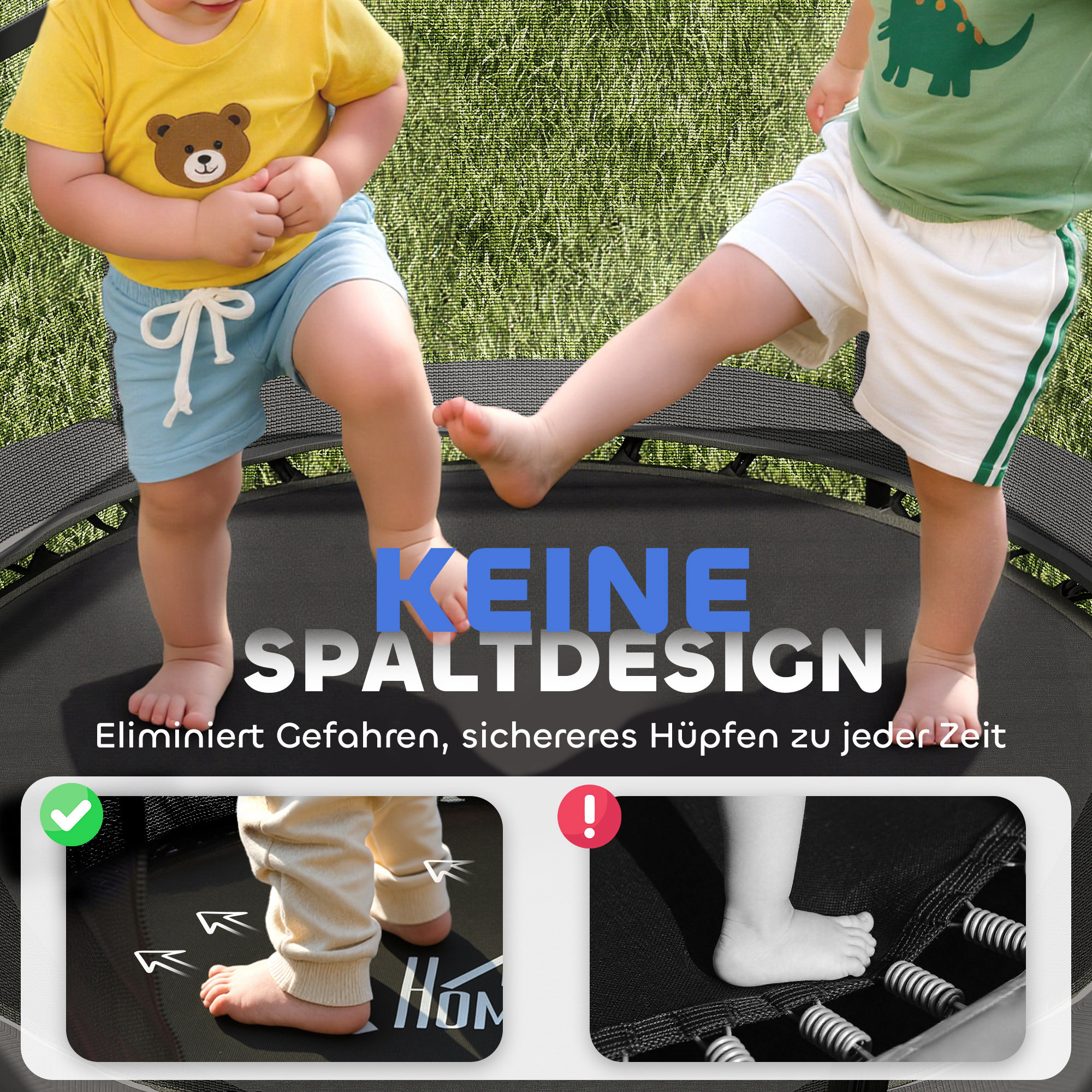 Trampolin für Kinder, Ø140 cm, mit Sicherheitsnetz, für innen und außen, Stahl, Kunststoff, belastbar bis 50 kg, Schwarz