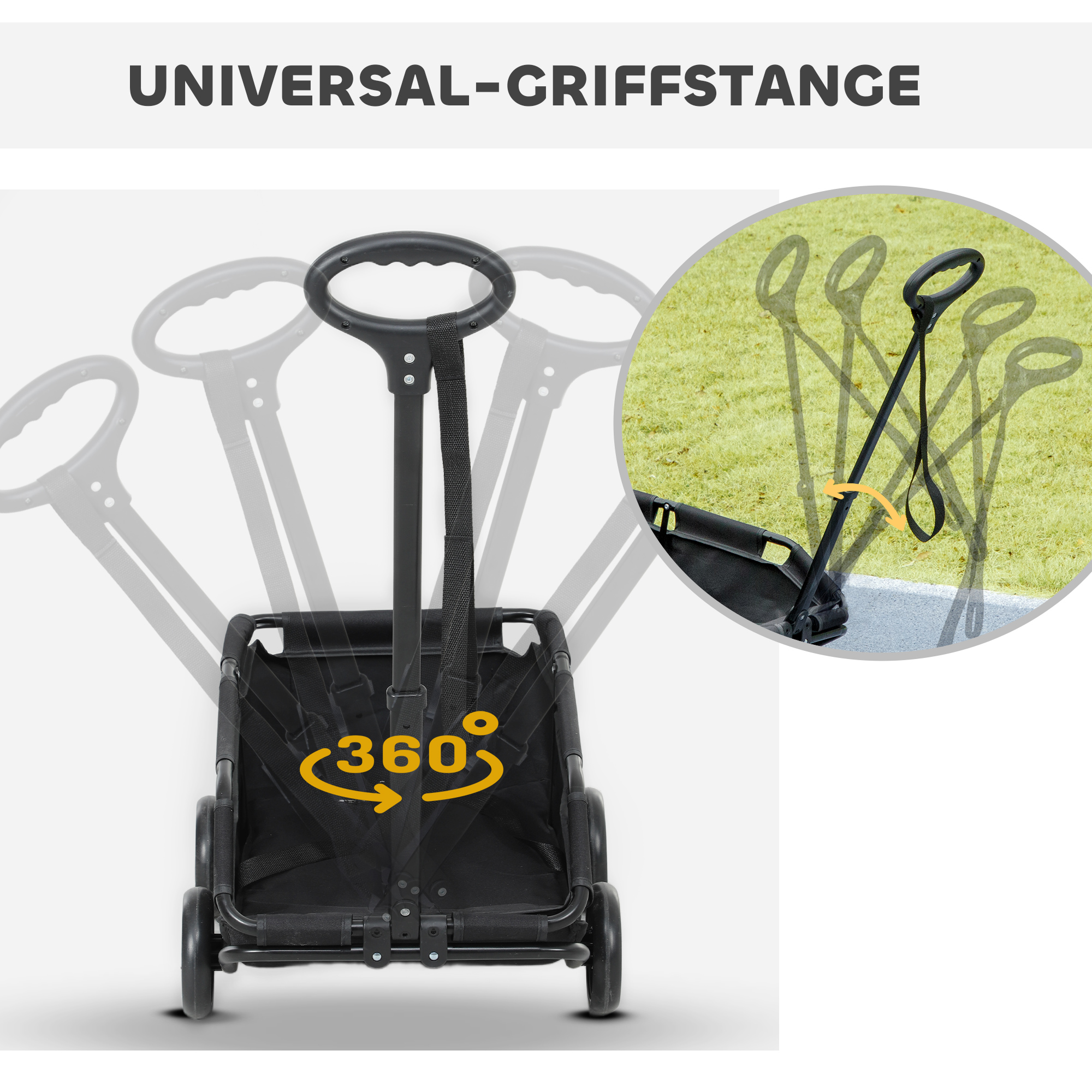 Hundewagen, klappbarer Hundebuggy für Zwergenhunde bis zu 4 kg, zusammenklappbarer Katzenbuggy mit Griffstange, waschbarem Kissen, Sicherheitsleinen, Aufbewahrungstasche, 4 Räder, Schwarz