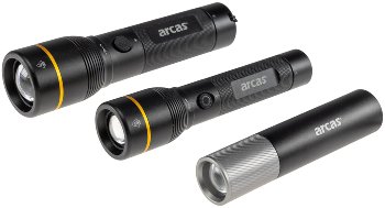 LED-Taschenlampe ARCAS mit Akku 3W, 300lm, Zoom