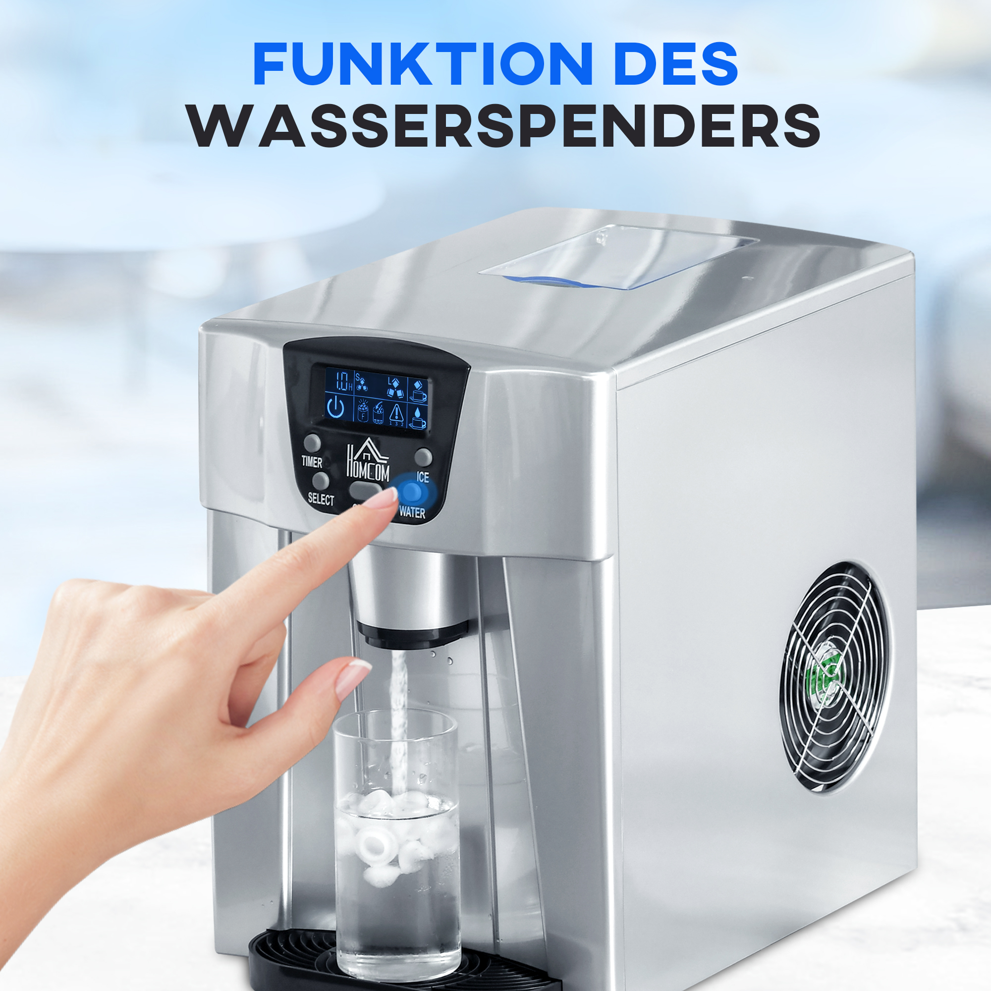 Eiswürfelmaschine Eiswürfelbereiter Ice-Maker, Timer-Funktion, 1,2 L Wassertank,  Silber