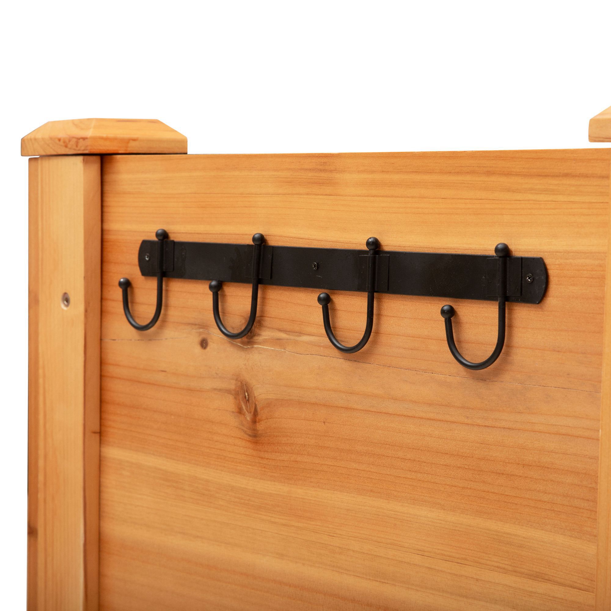 Hochbeet aus Holz Kräuterbeet Pflanzkasten mit Abflussloch Haken Blumenkasten mit Füßen Massivholz Natur 120 x 60 x 81 cm