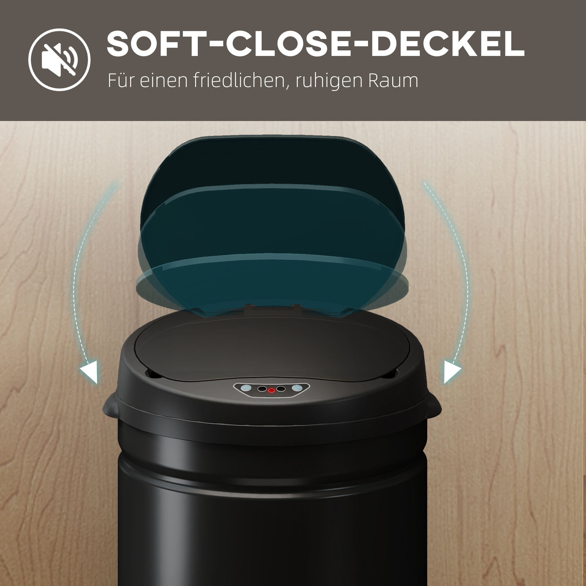 50 Liter Sensor-Mülleimer mit Soft-Close-Funktion, berührungsfreier Abfalleimer aus Edelstahl für hygienische Küchen