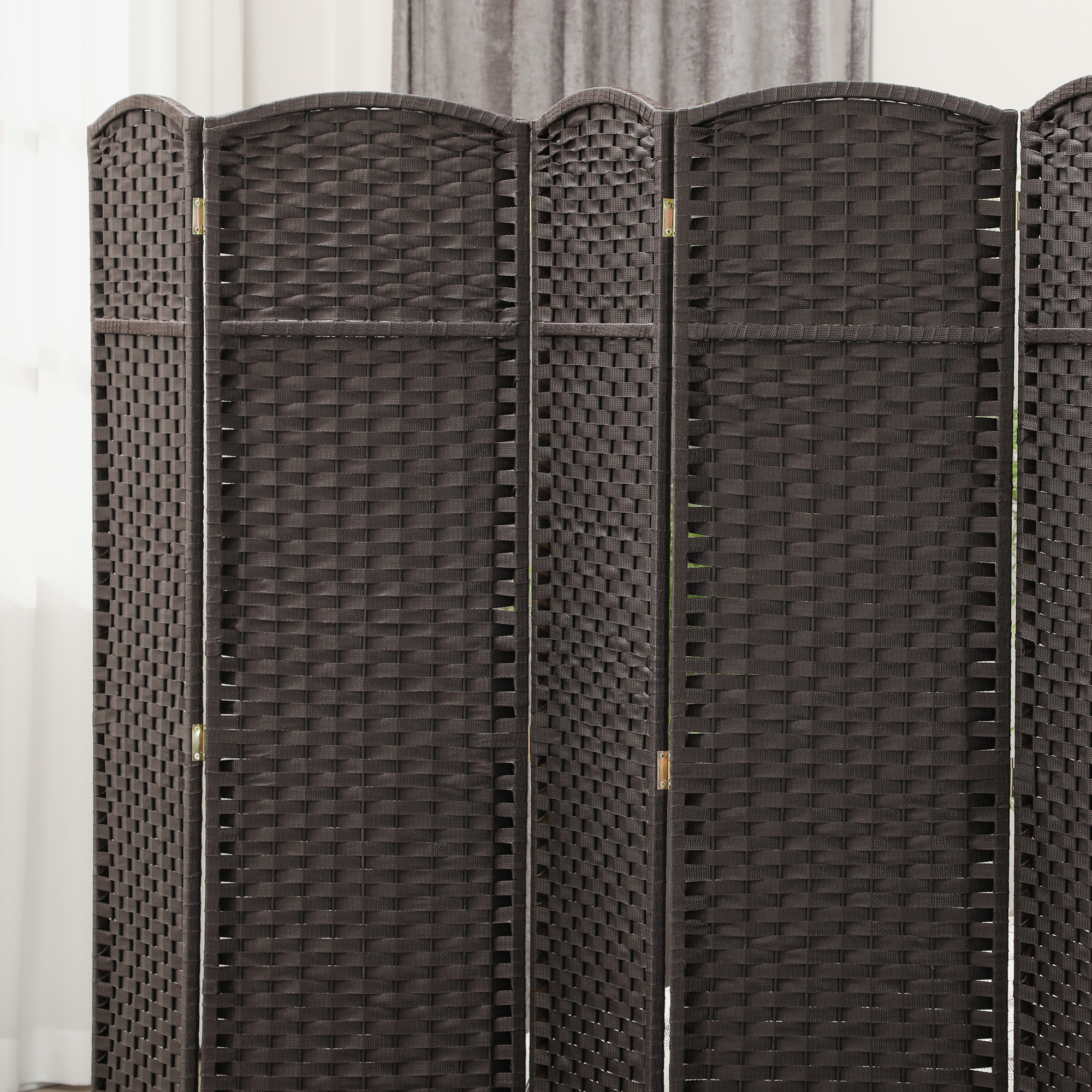 6-teiliger Raumtrenner, Faltbarer Sichtschutz, Sichtschutzwand für Wohnzimmer, Schlafzimmer, Homeoffice, Braun