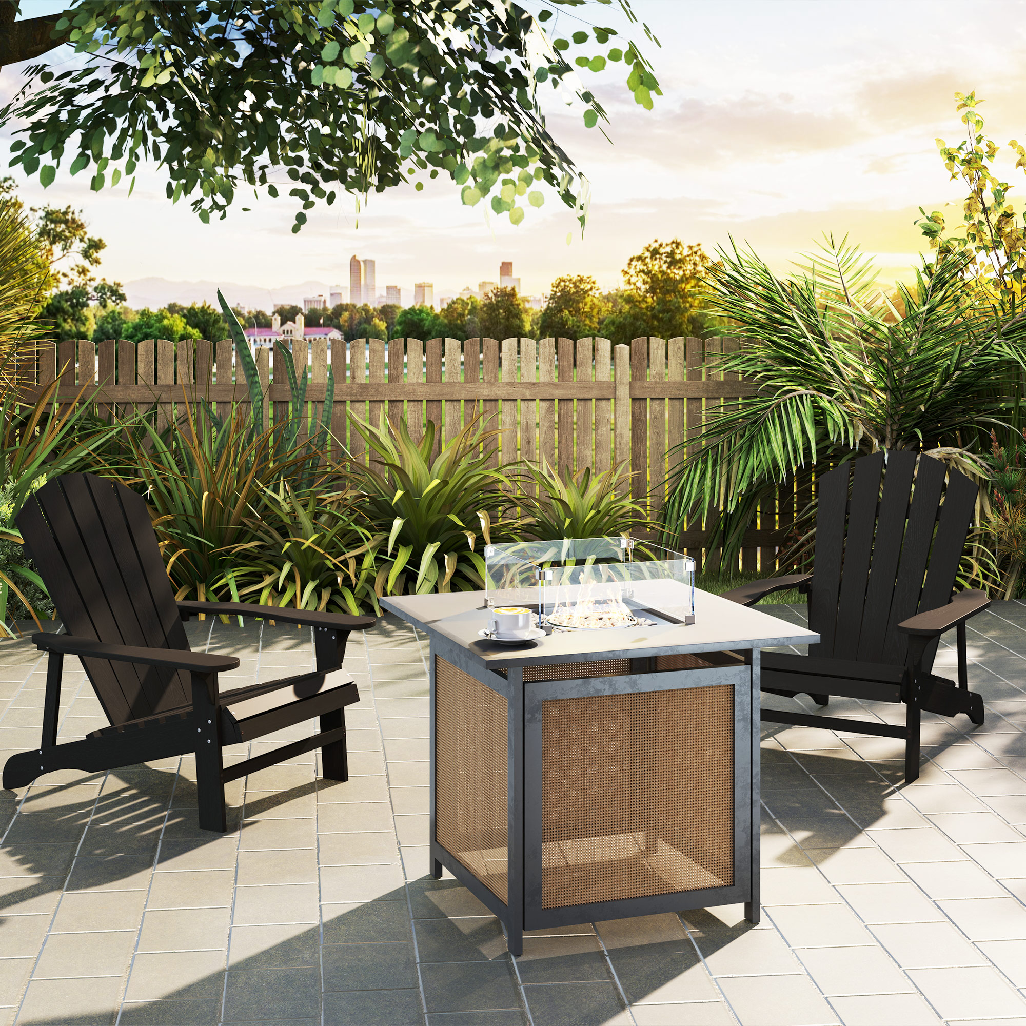 Adirondack Stuhl wetterfest Adirondack Chair aus Holz Outdoor Gartenstuhl mit Hoher Rückenlehne Armlehnen