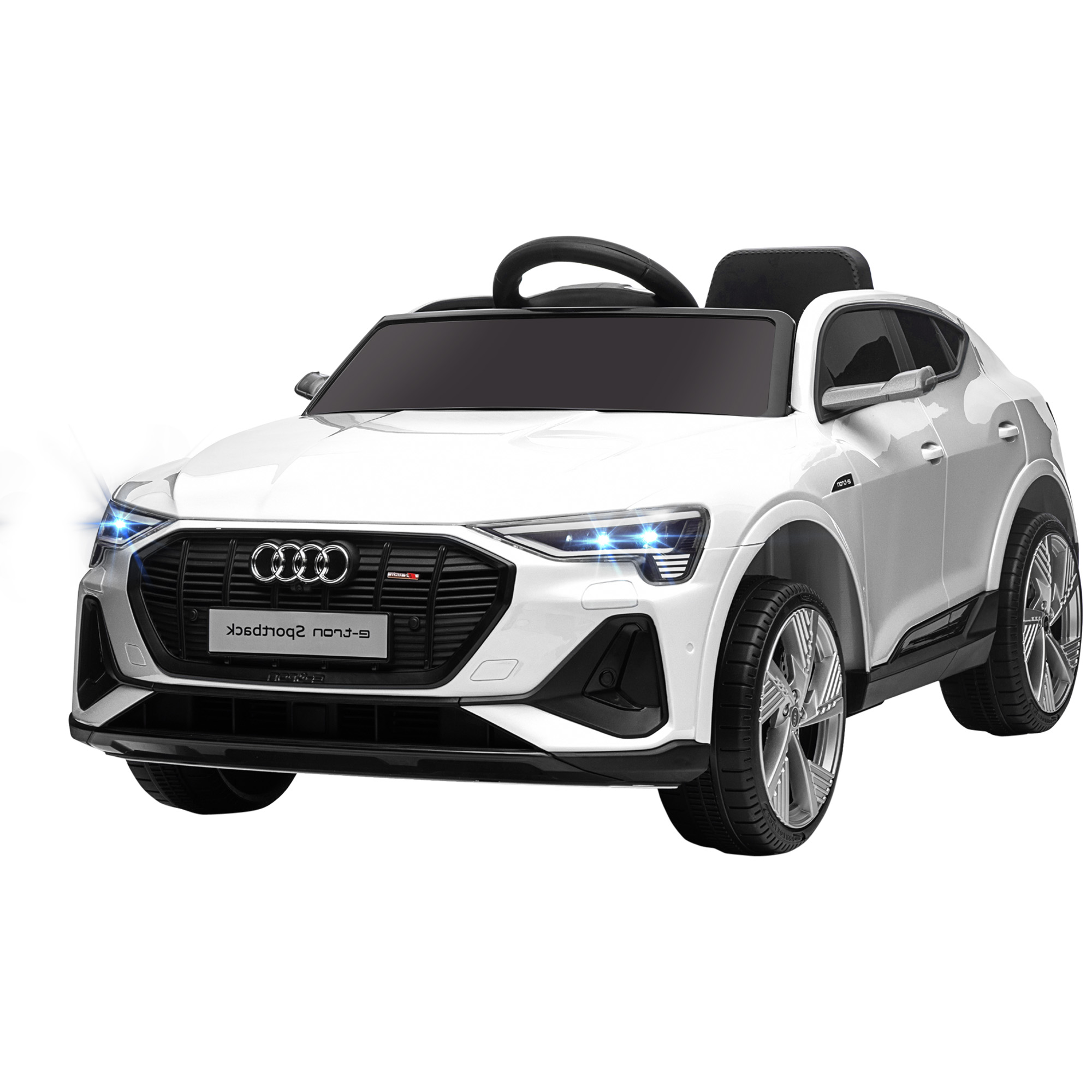 Kinderfahrzeug Audi E-tron Elektroauto mit Fernbedienung, Sicherheitsgurt, Musik (MP3/USB/TF), Kinderfahrzeug für Kinder 3-5 Jahre, 3-5 km/h, Weiß