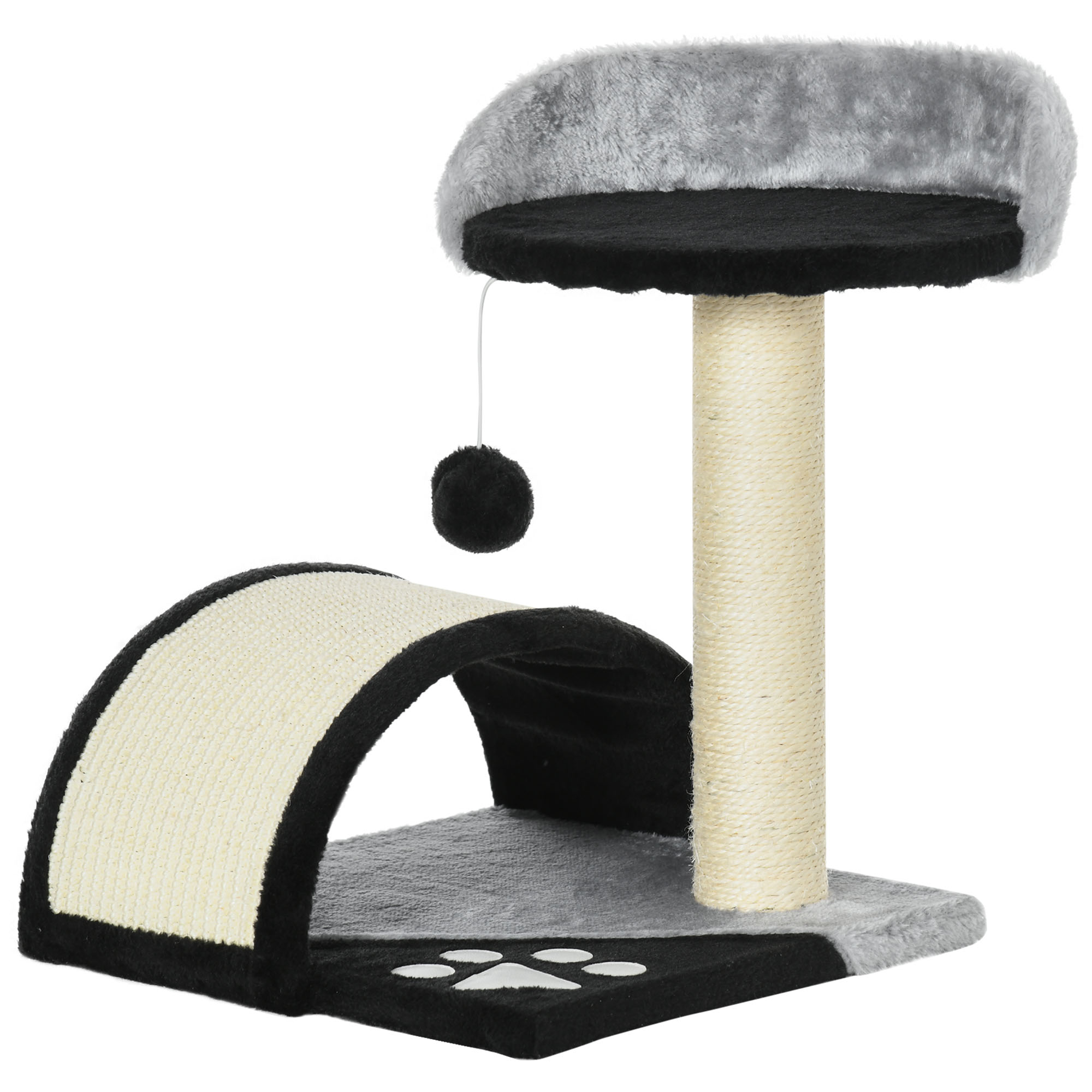 Kratzbaum Katzenbaum mit Spielbällen Katzenkratzbaum Sisalseil-Kratzstangen Schwarz 35,5 x 37 x 46 cm
