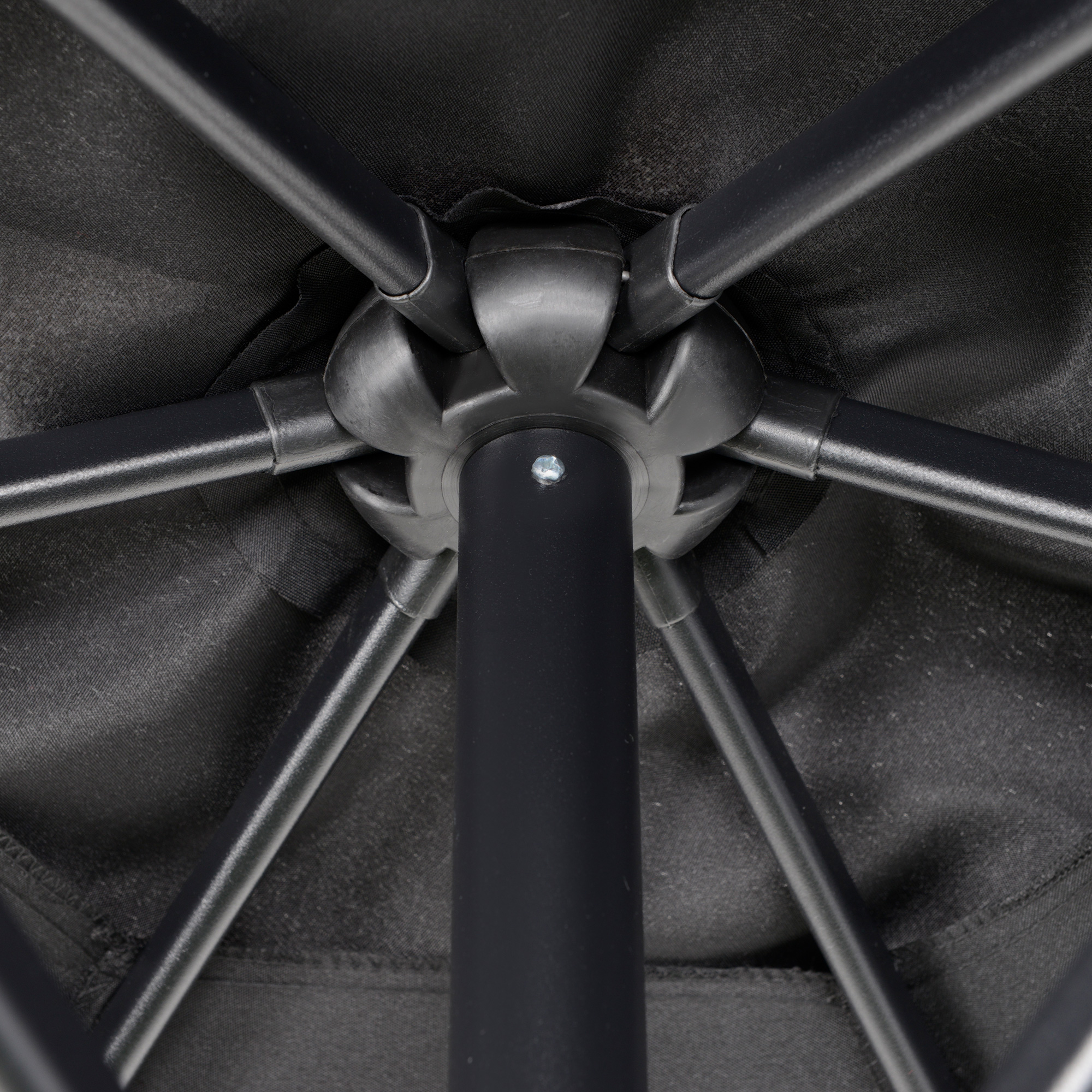 Sonnenschirm Ø196 cm, sechseckig Balkonschirm für Strand Balkon Garten, Schwarz