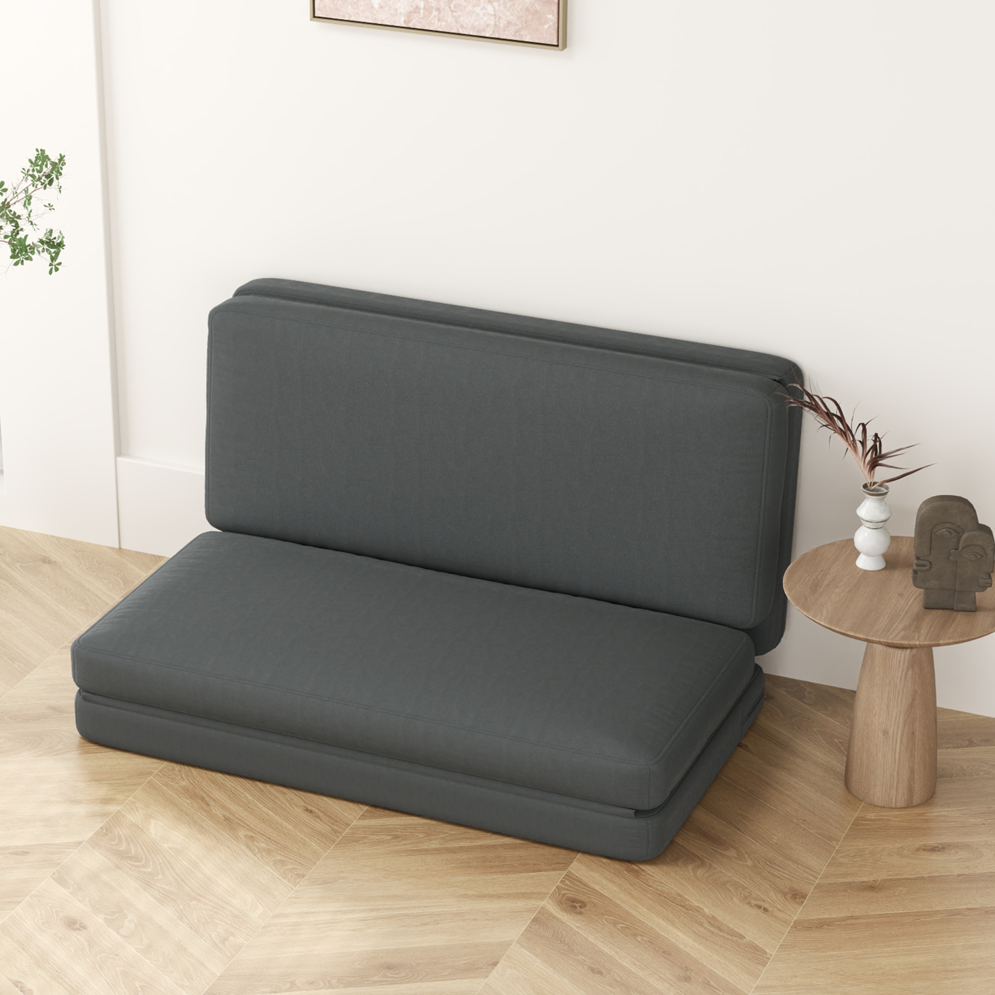 3-in-1 faltbarer Relaxsessel, Gästematratze, teilbar, 138 cm breit, Dunkelgrau