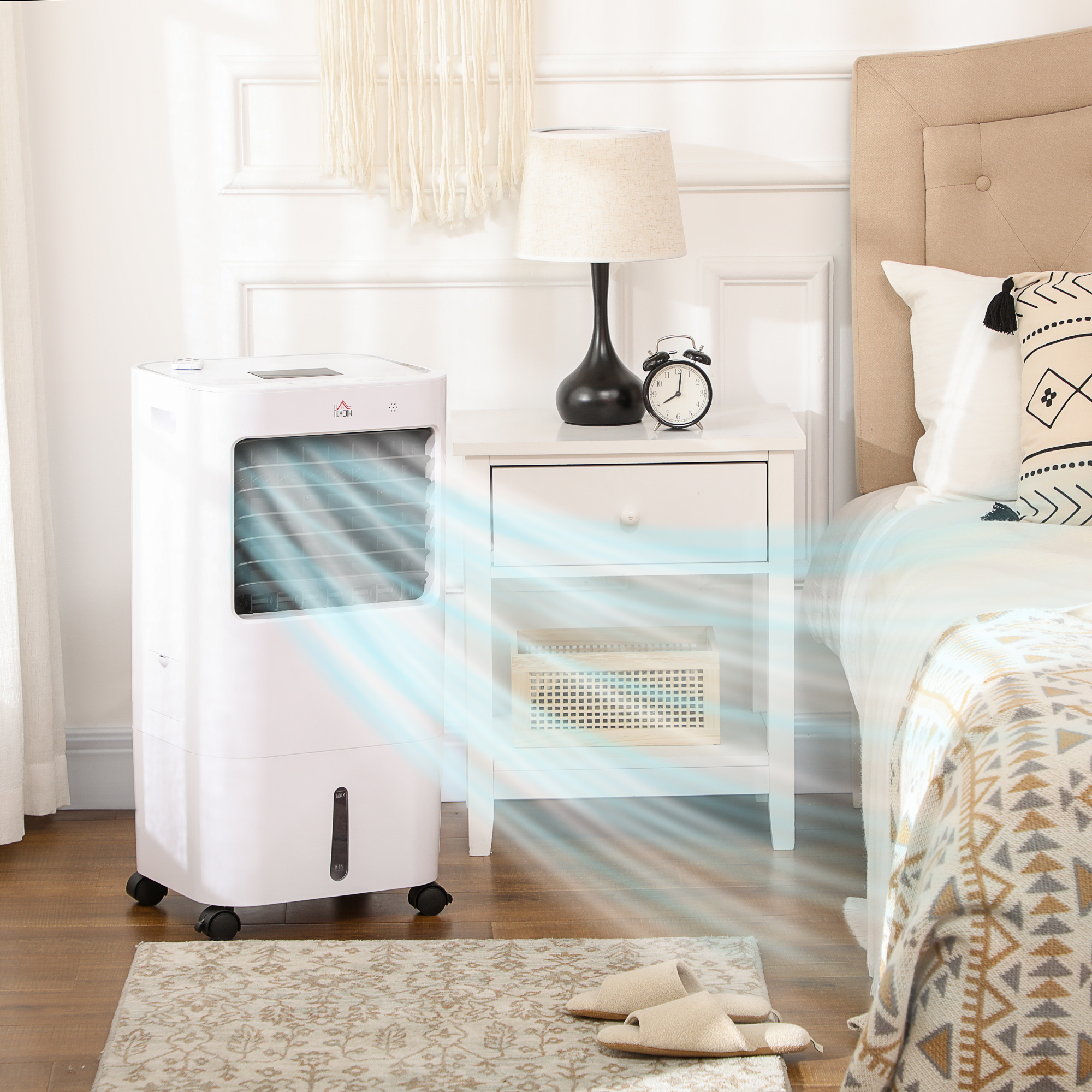 Klimaanlage, Luftkühler, 3 Modi, Timer-Funktion, rollbar, Kunststoff, Weiß