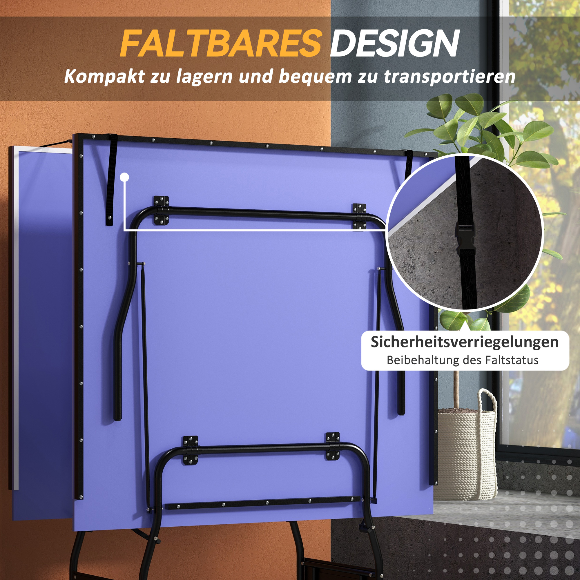 Tischtennisplatte klappbar Mid Size Tischtennistisch inklusive Tischtennisnetz 3 Bälle 12mm Tischplatte