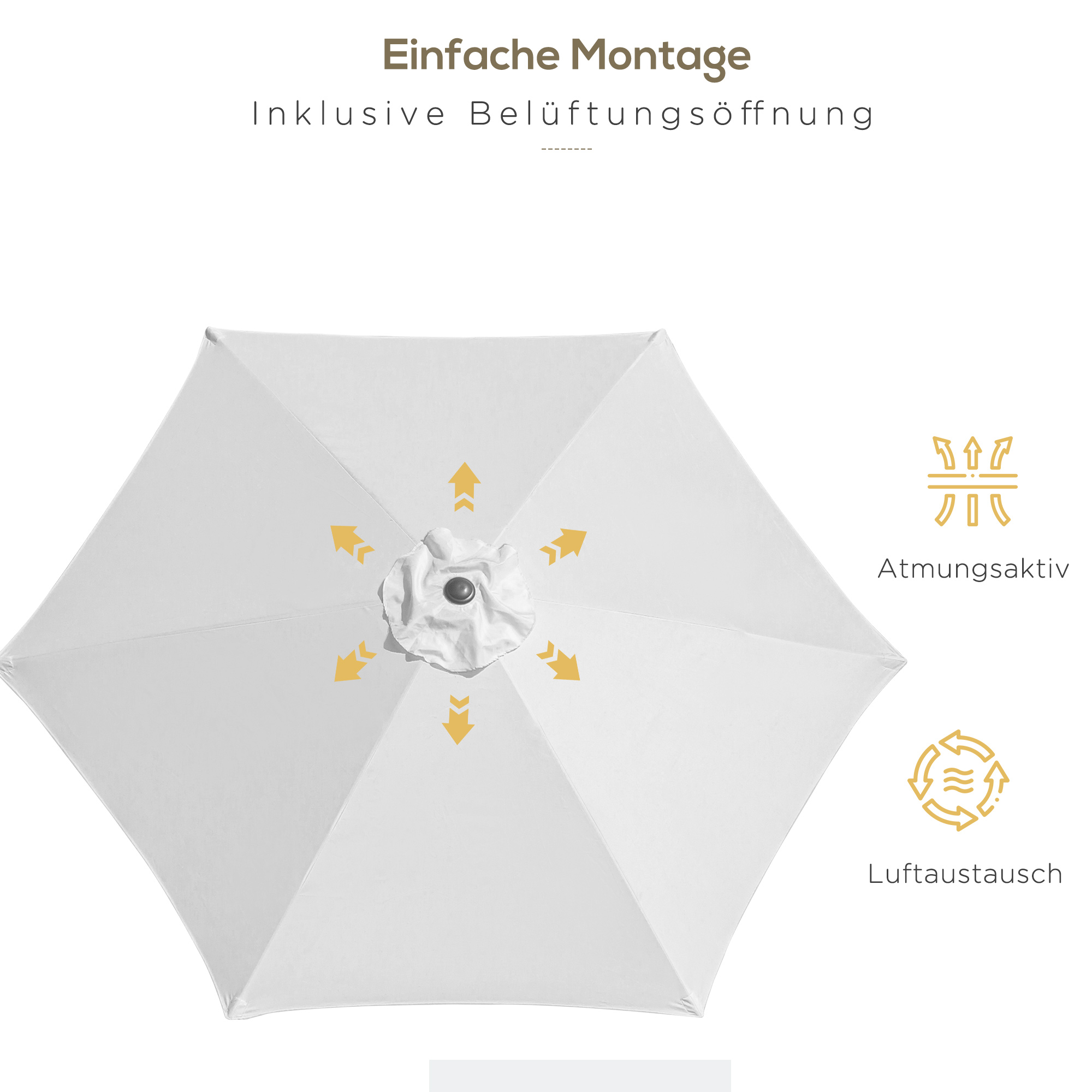 Knickschirm Sonnenschirm Gartenschirm Marktschirm mit Handkurbel Alu 180/? Polyester Beige ?2,6 x 2,35 m