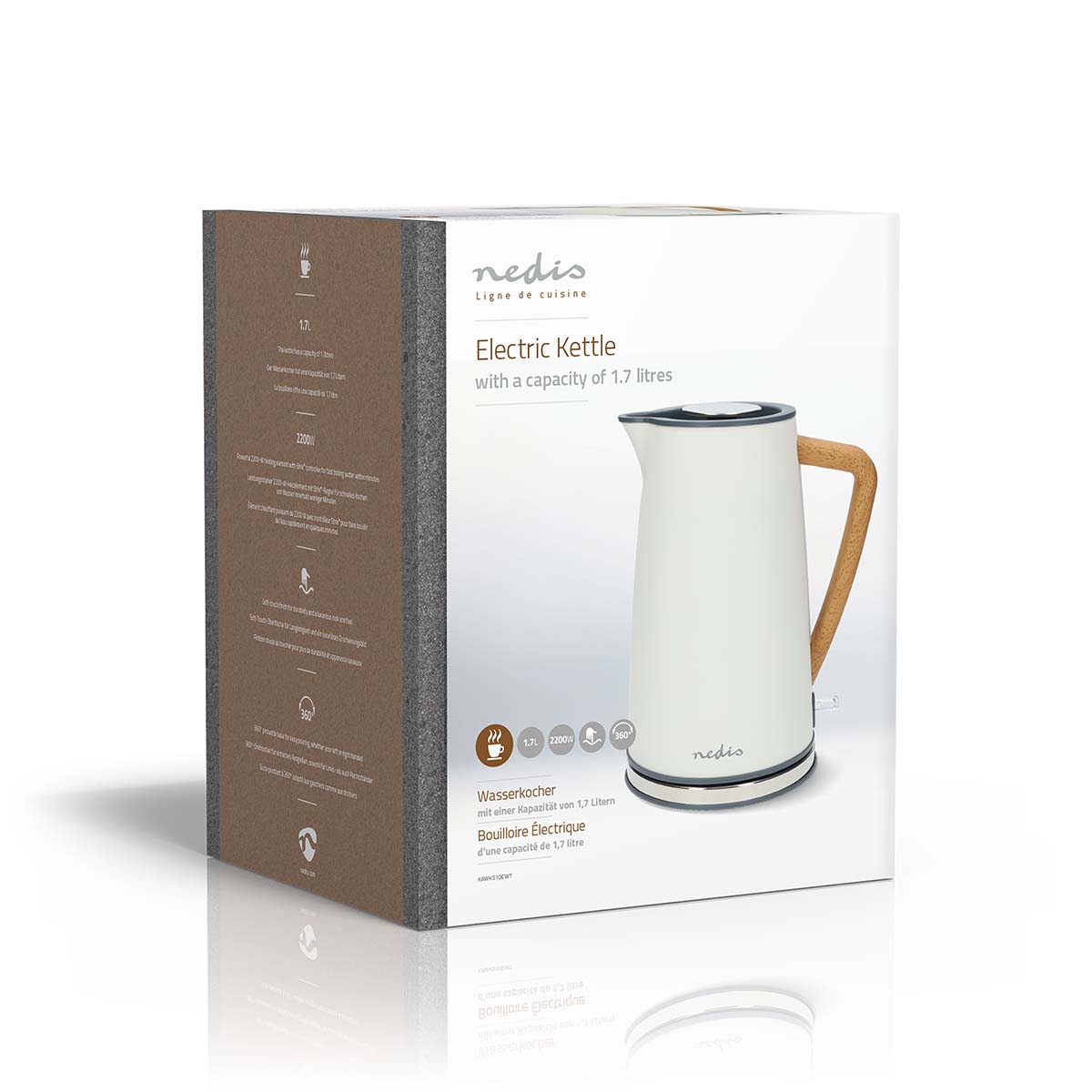 Wasserkocher | 1.7 l | Soft-Touch | Weiss | Um 360 Grad drehbar | Verdecktes Heizelement | Strix Controller | Boil-dry protection