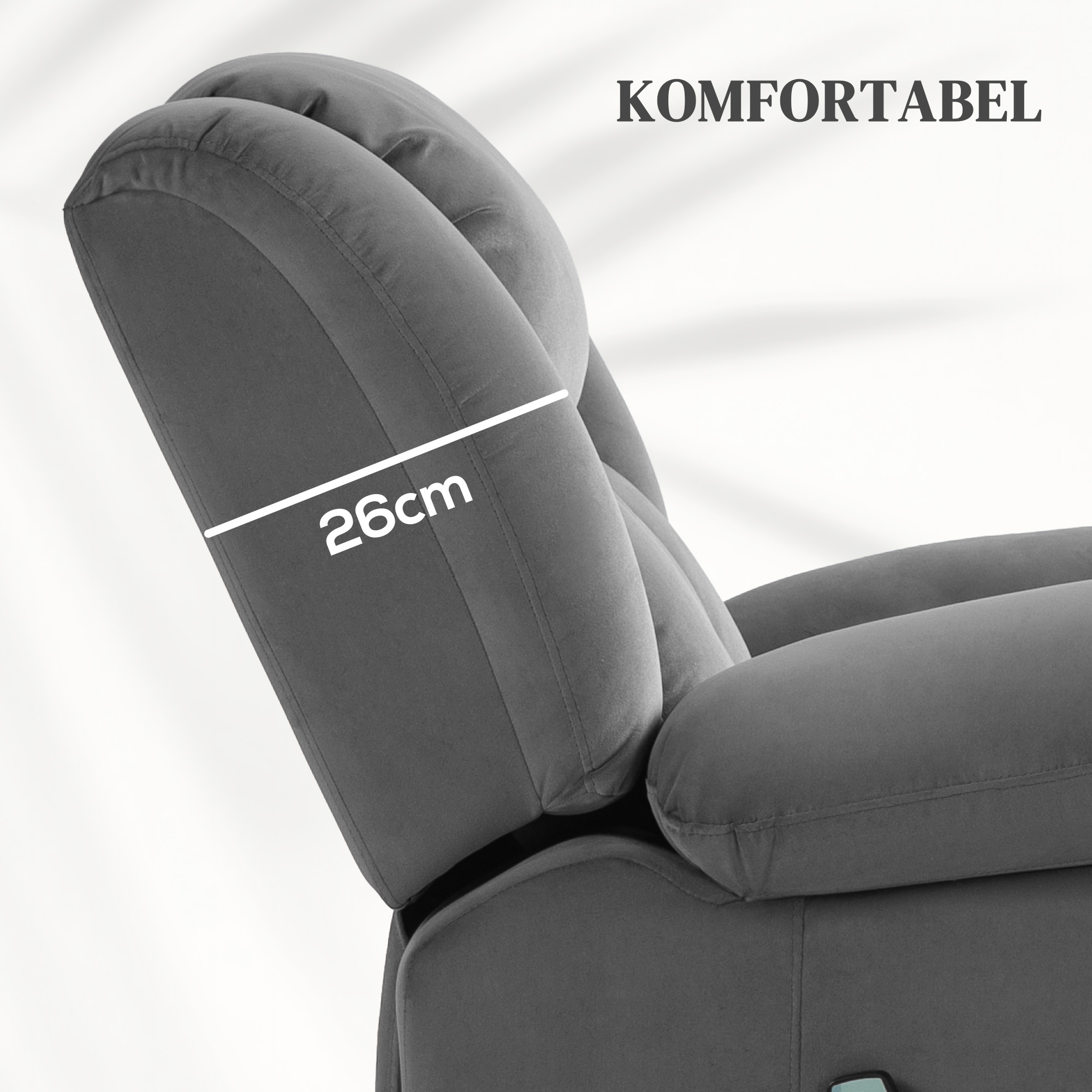 Elektrischer Aufsteh-Sessel, Weicher, samtartiger Stoff, USB-Anschlüsse