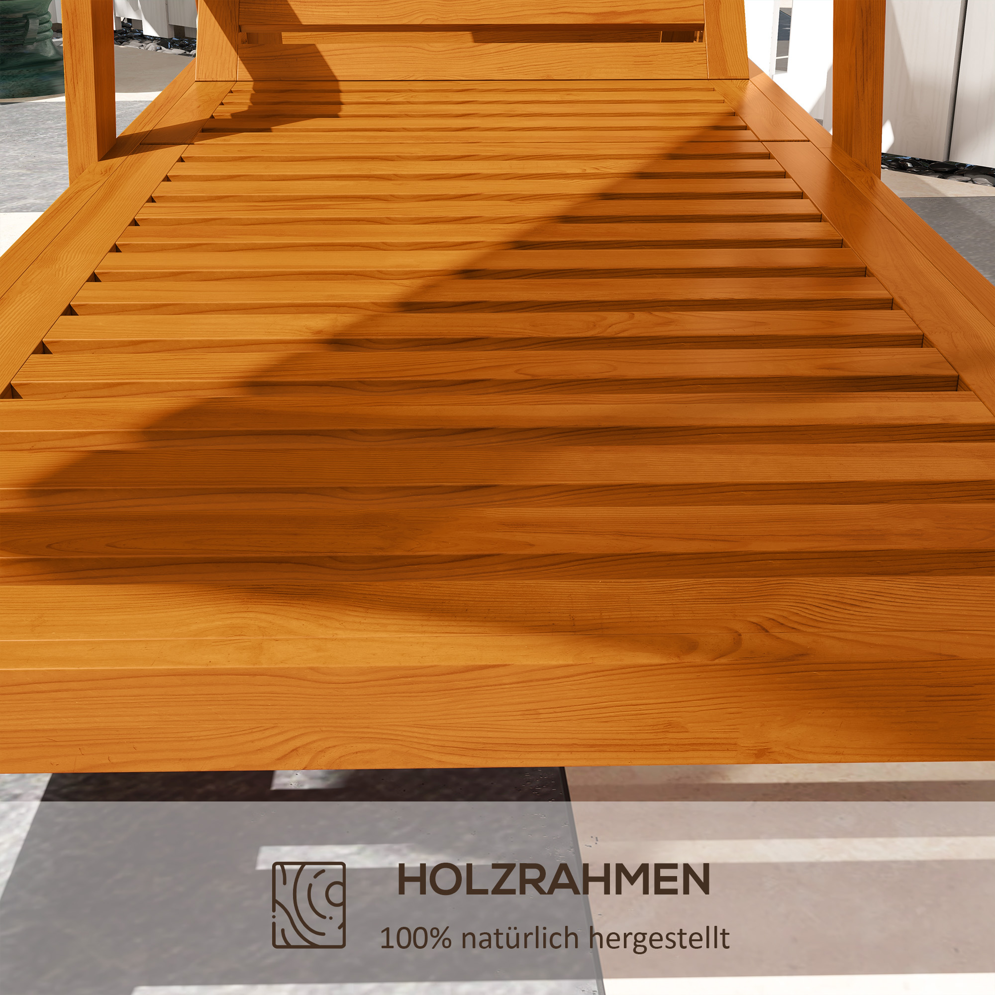 Sonnenliege Gartenliege Holzliege, Massivholz, 66 cm x 190 cm x 73,5 cm, Orange