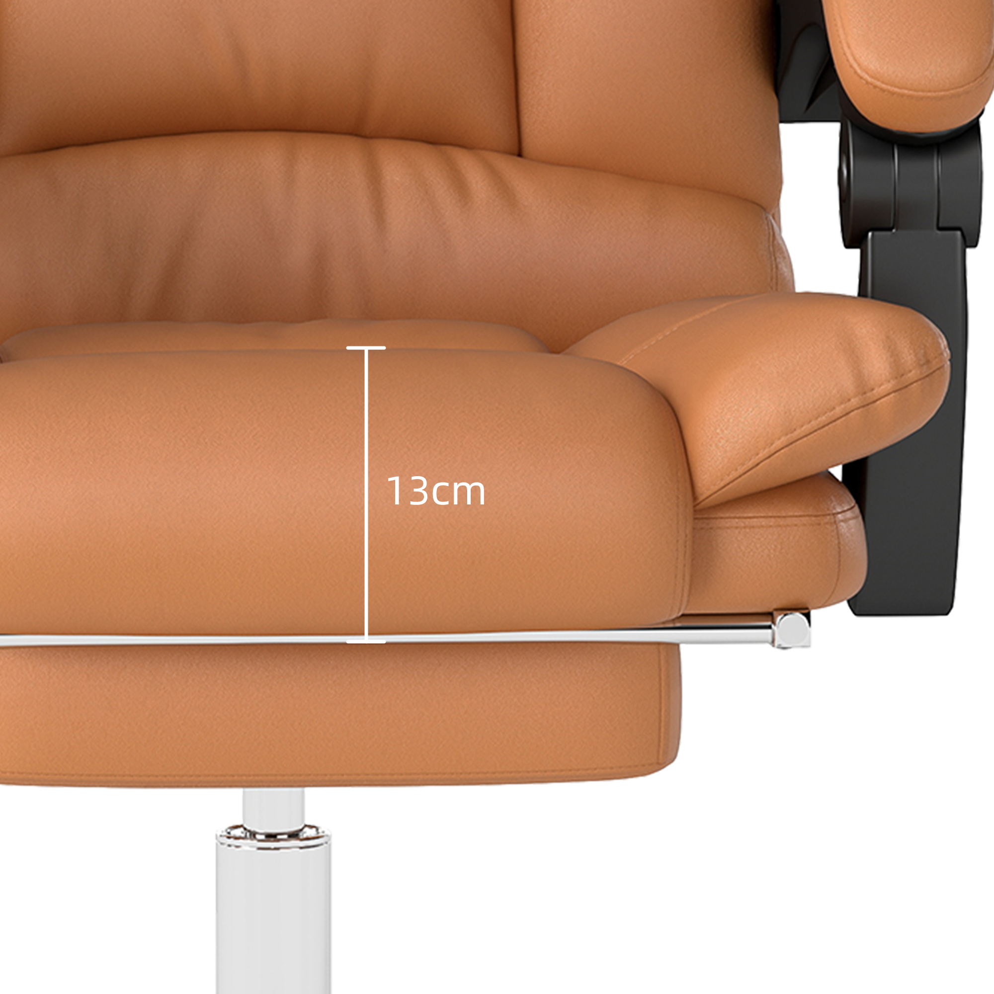 Massage-Bürostuhl, Schreibtischstuhl mit Heizfunktion, Drehstuhl, Liegefunktion, höhenverstellbarer PC-Stuhl, Hellbraun