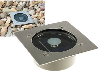 Solar LED Bodenstrahler "CTB-E", eckig, 105x105x40mm, IP44, Edelstahl-Front