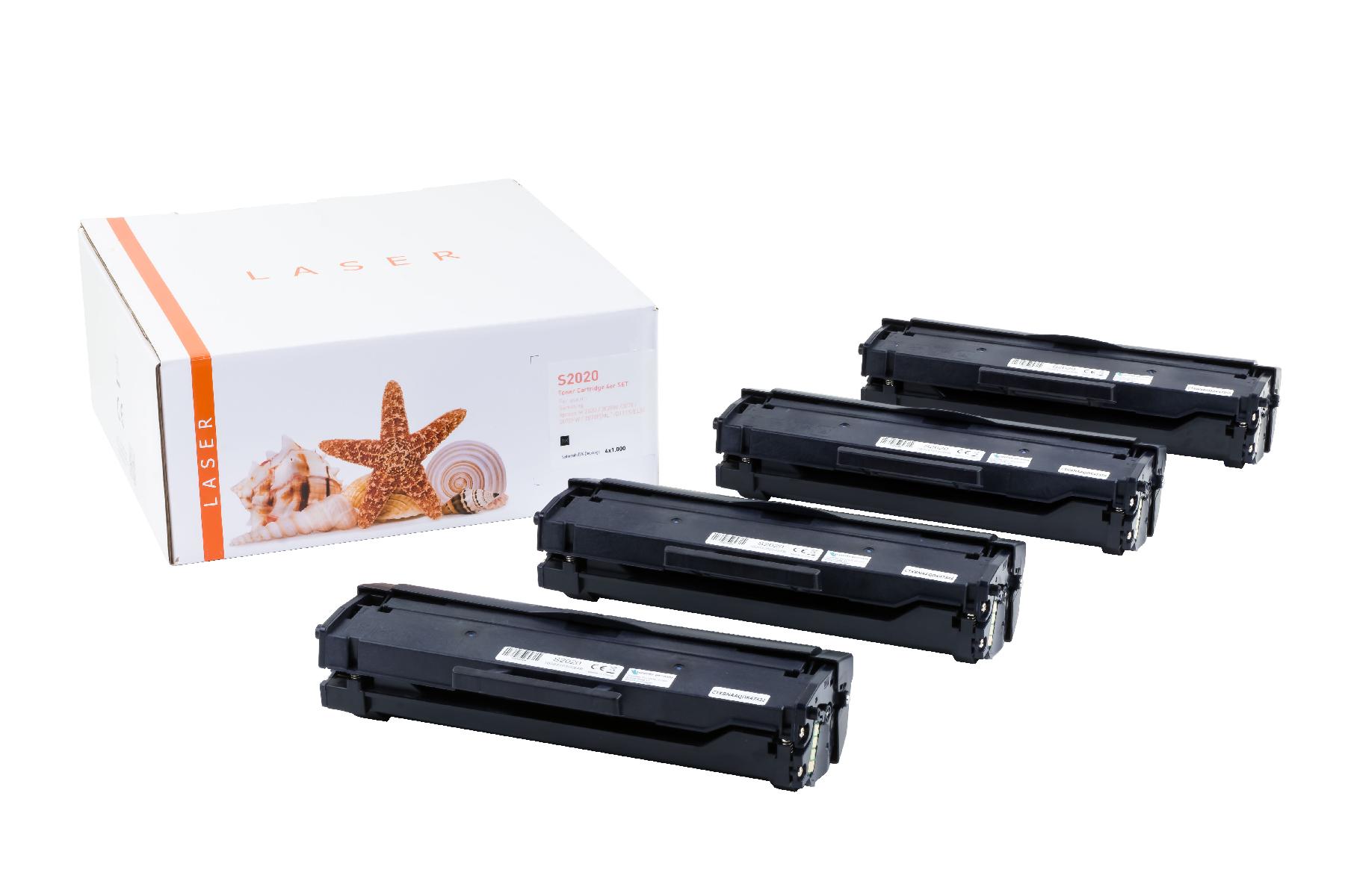 4er Set M2020 alternativ Toner black für Samsung / MLTD111S/ELS / 4x1.000 Seiten