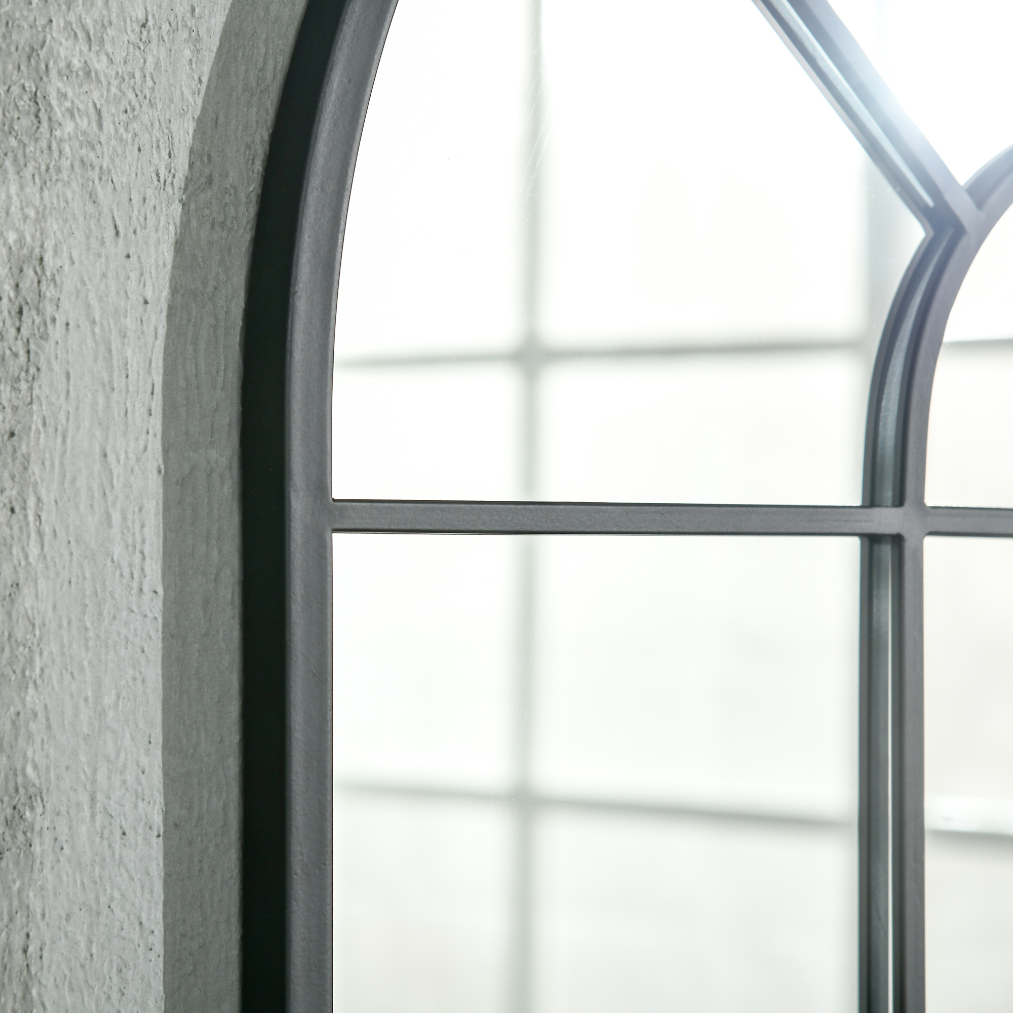 Fensterspiegel mit Metallrahmen, 91 cm x 2 cm x 60 cm Schwarz