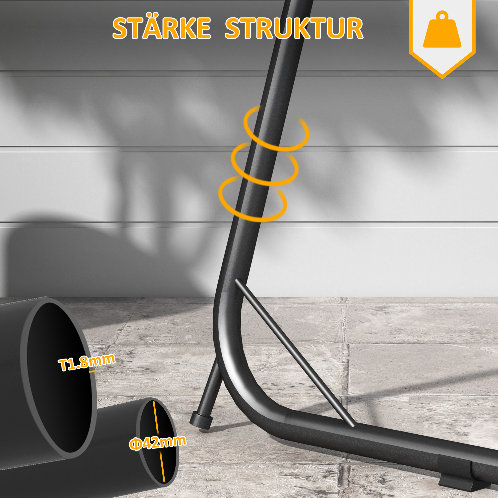 Hängesesselständer Gestell für Hängesessel Hängesesselhalterung, 133 cm x 116 cm x 195/230 cm, Schwarz