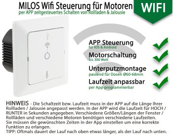 MILOS WiFi Rolladensteuerung, Android + iOS- App,Alexa/Google tauglich